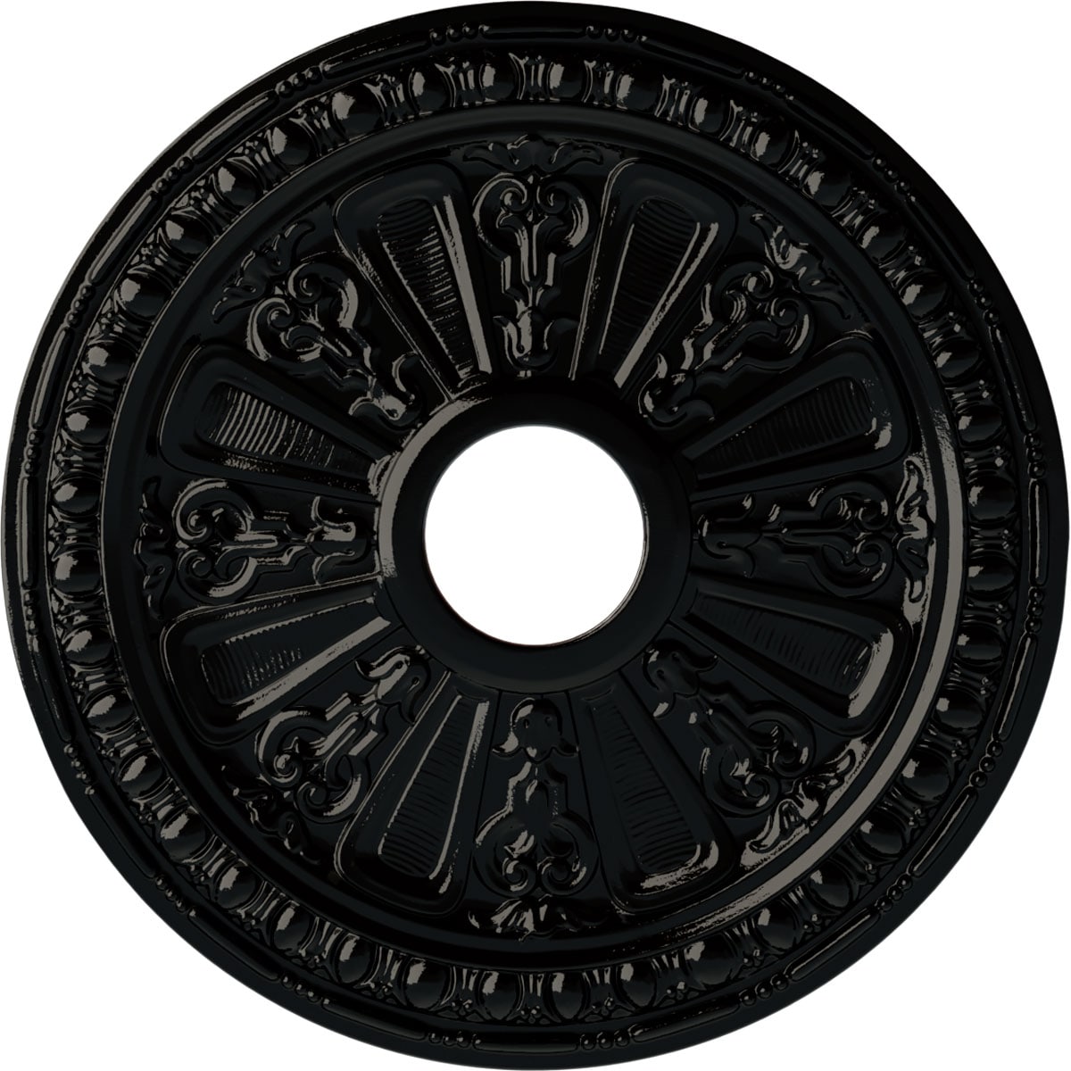 Ekena Millwork CM18RABPS Raymond 18.125-in W x 18.125-in L Painted Black Pearl Polyurethane Whole Ceiling Medallion