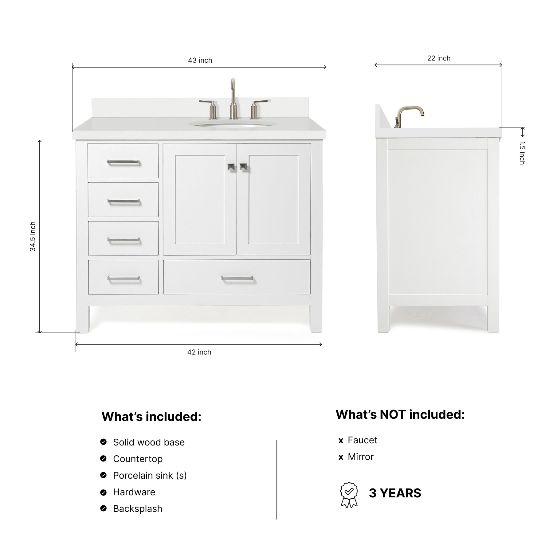 ARIEL A043SRWQOVOWHT Bath-Vanity-Combo - View #3