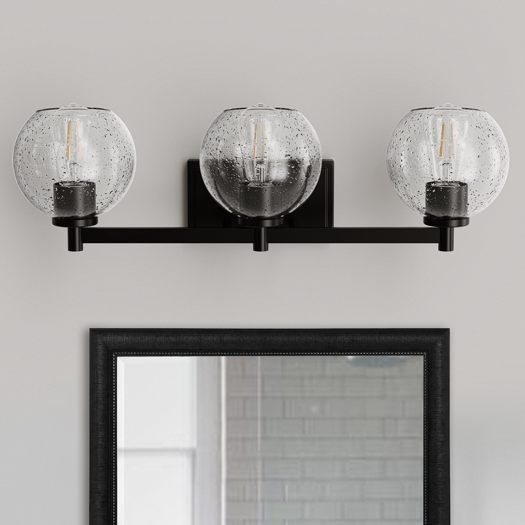 YANSUN LA-ZD-JQ26601CBL-11 25.4-in 3 -Light Matte Black Industrial Vanity light
