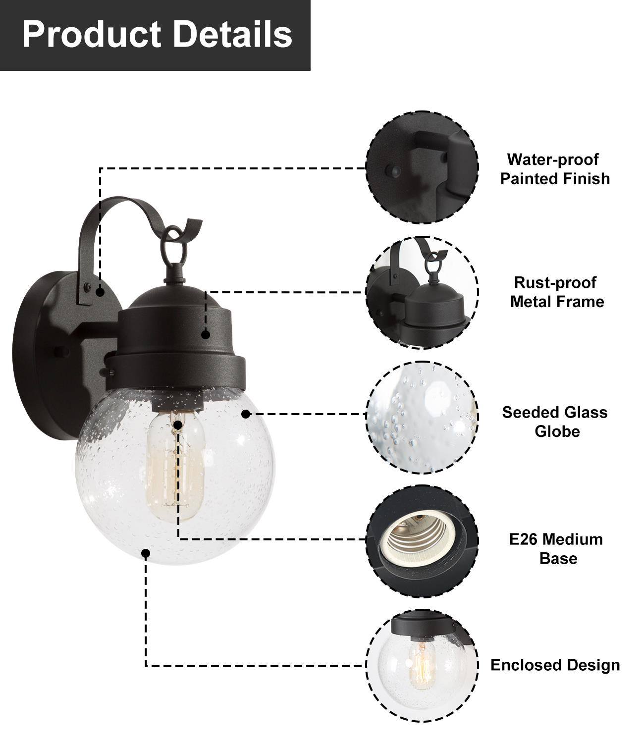 LNC E3Q2MILWS107BH7 Outdoor-Wall-Lighting - View #8