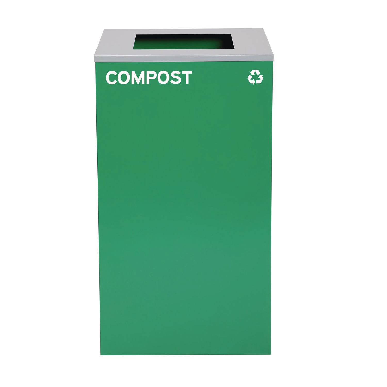 Alpine Industries ESNALH4450KITGRNSC 29 Gallon Trash/Recycling Cans Steel Green Compost Can with Square Lid - Thumbnail
