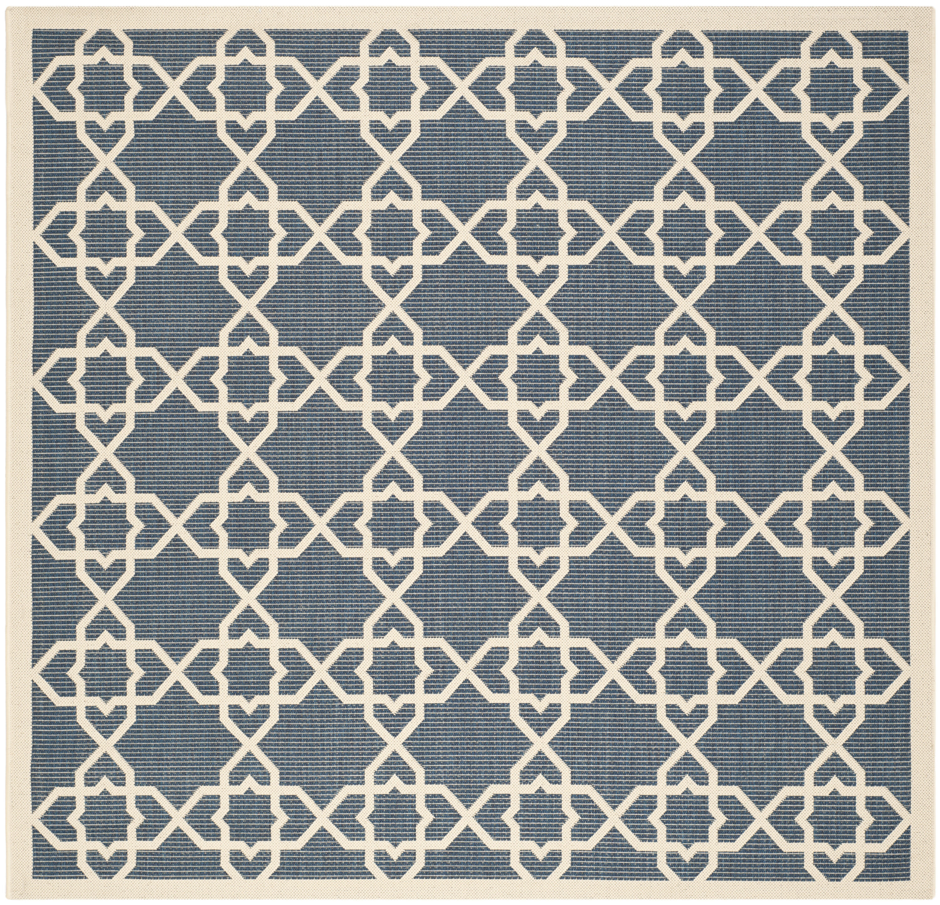 Safavieh CY6032-268-8SQ Courtyard Rouen 8 x 8 (ft) Loomed Polypropylene Navy/Beige Square Indoor/Outdoor Abstract Area rug
