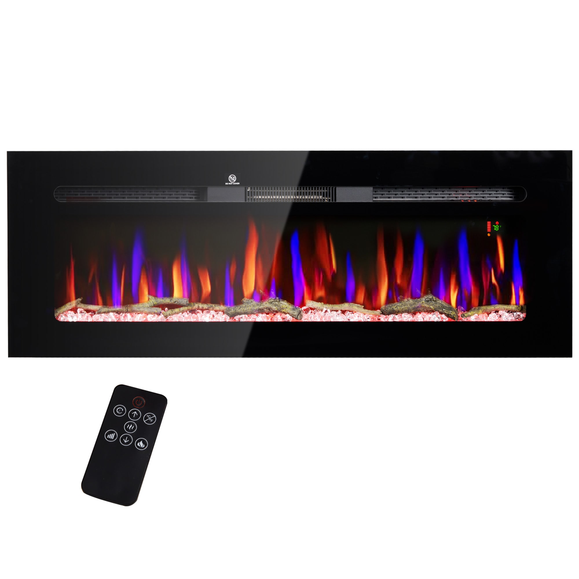 Mondawe MO-AB23996 50-in W Black Wall mount Fan-forced Wall-mount Electric Fireplace with Remote Control Included