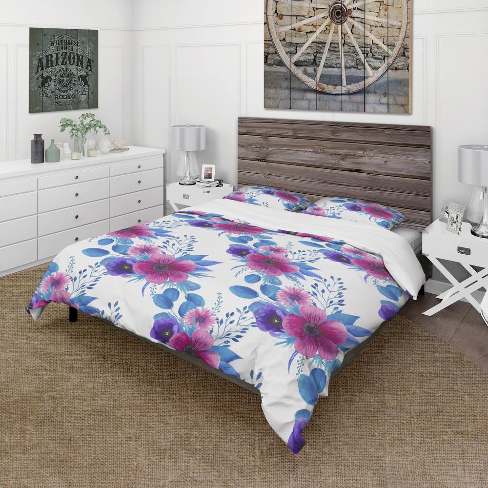 Designart BED19298-K 3 -Piece Purple King Duvet cover Set