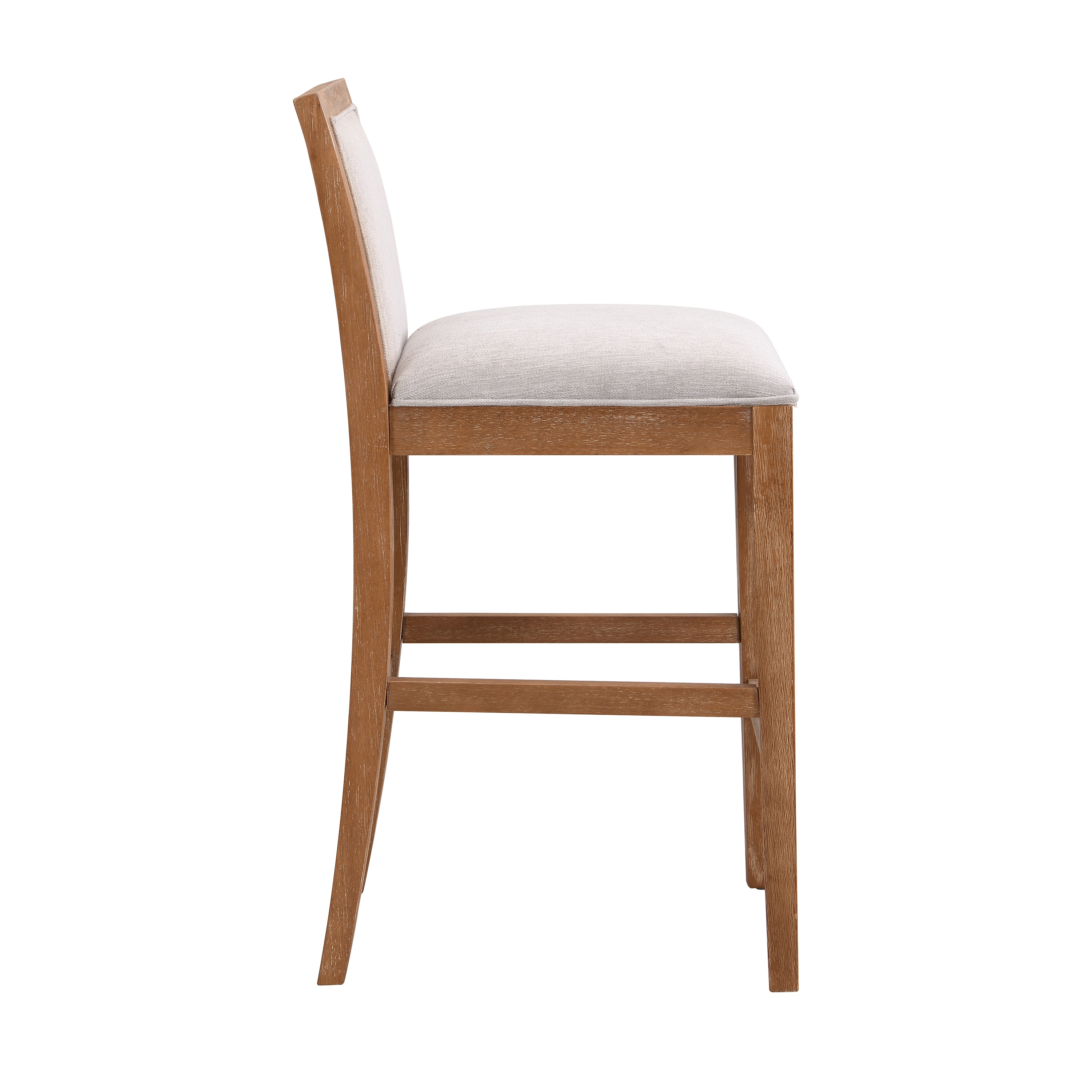 Modern Beige Fabric Counter Stools with Rubberwood Frame, Set of 2