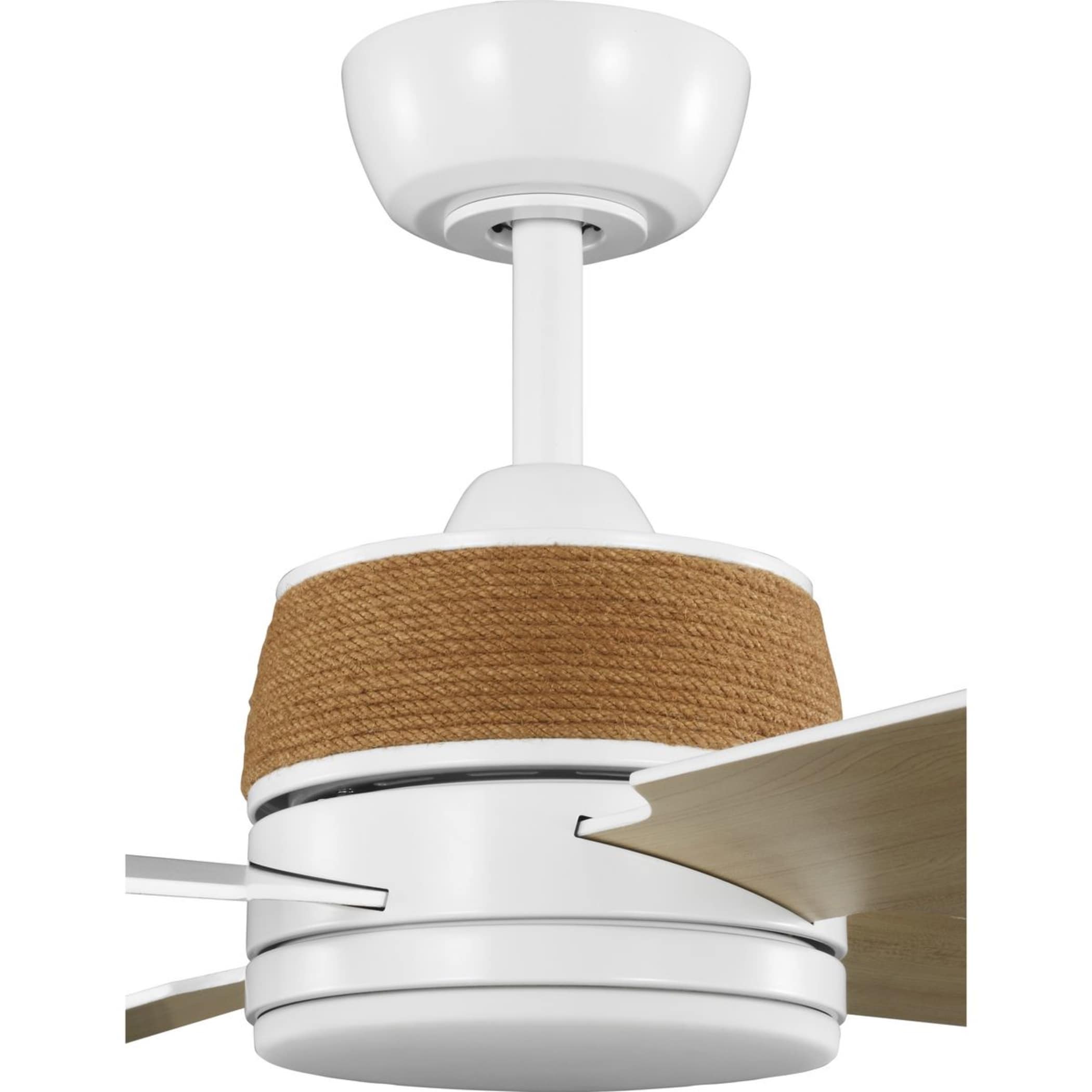 Shaffer II 56" Satin White LED Ceiling Fan with Jute Rope