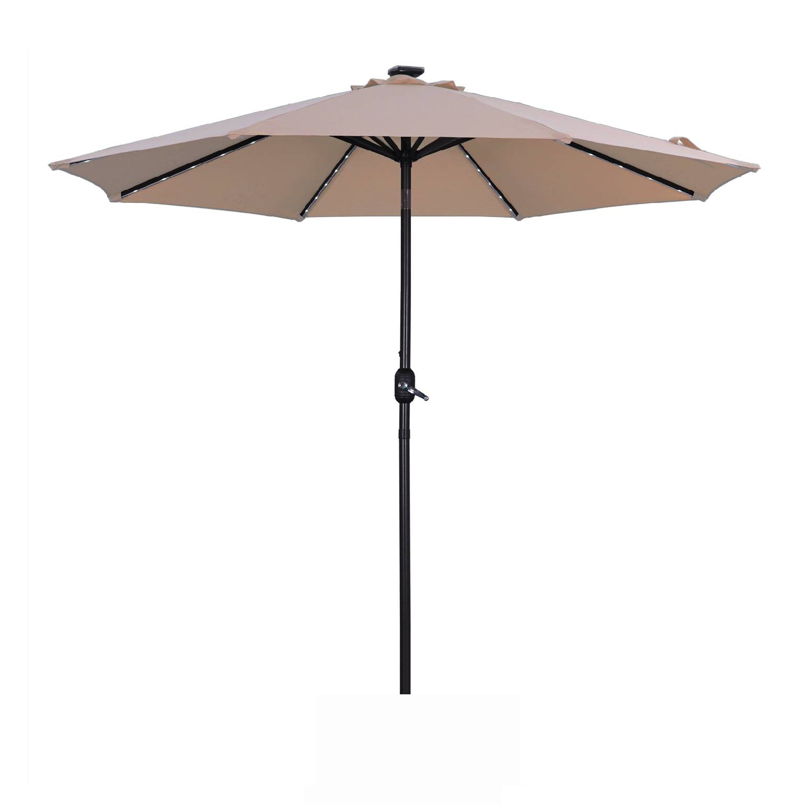 9-ft Brown Solar Powered Crank Market Patio Umbrella (without Umbrella ...