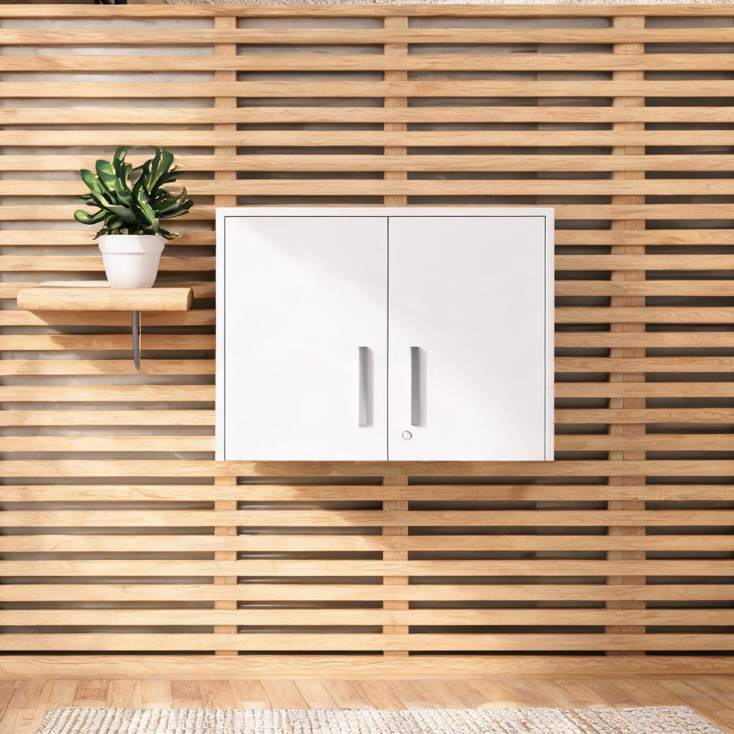 Watnature Wall-Mounted Two-Door Cabinet with Four Shelves 16x27.6x19.7 ...