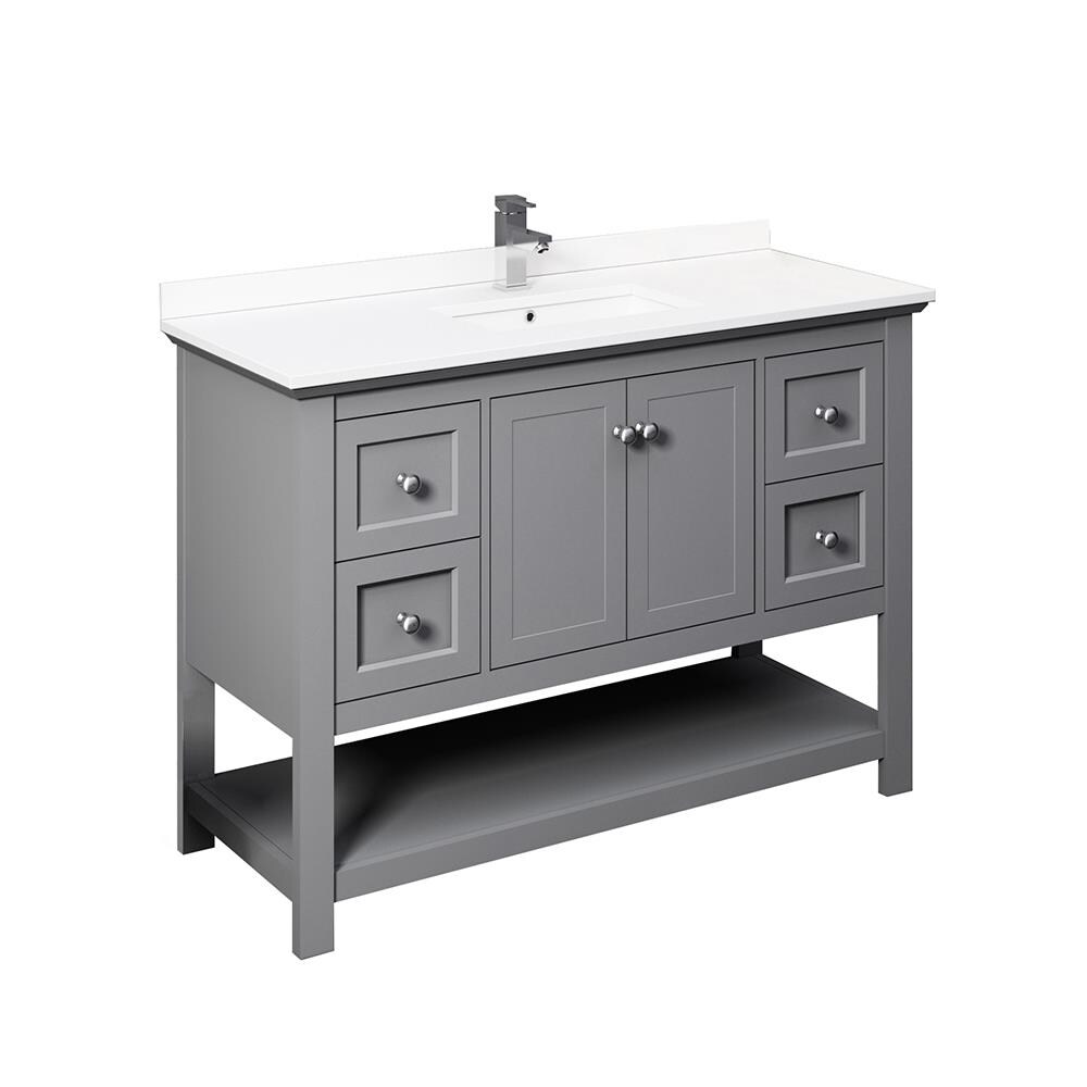 Gray 48" Single Bathroom Vanity with Quartz Top