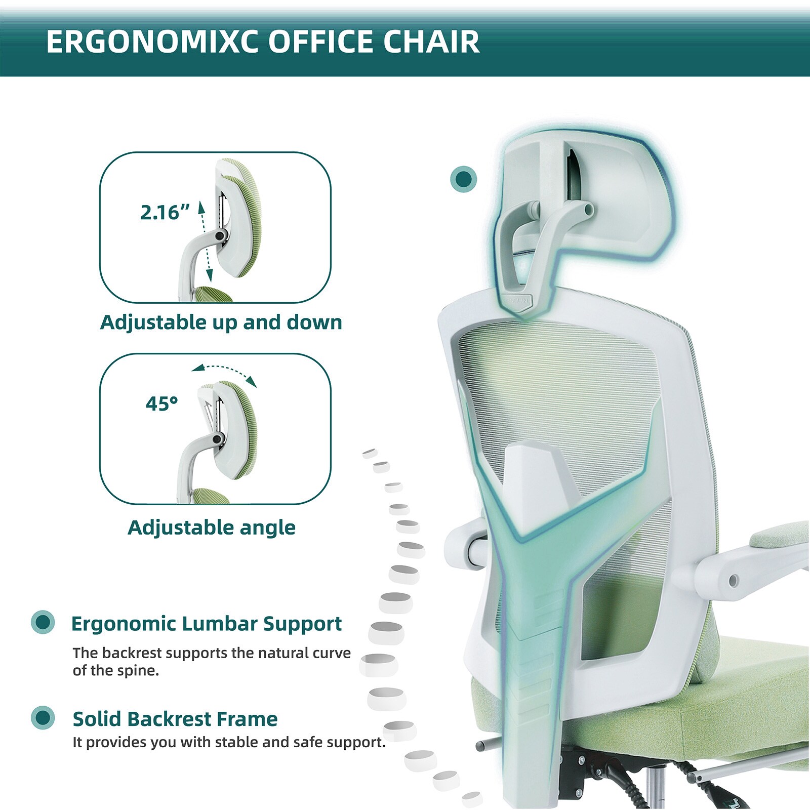 Black Mesh High Back Ergonomic Office Chair with Adjustable Features