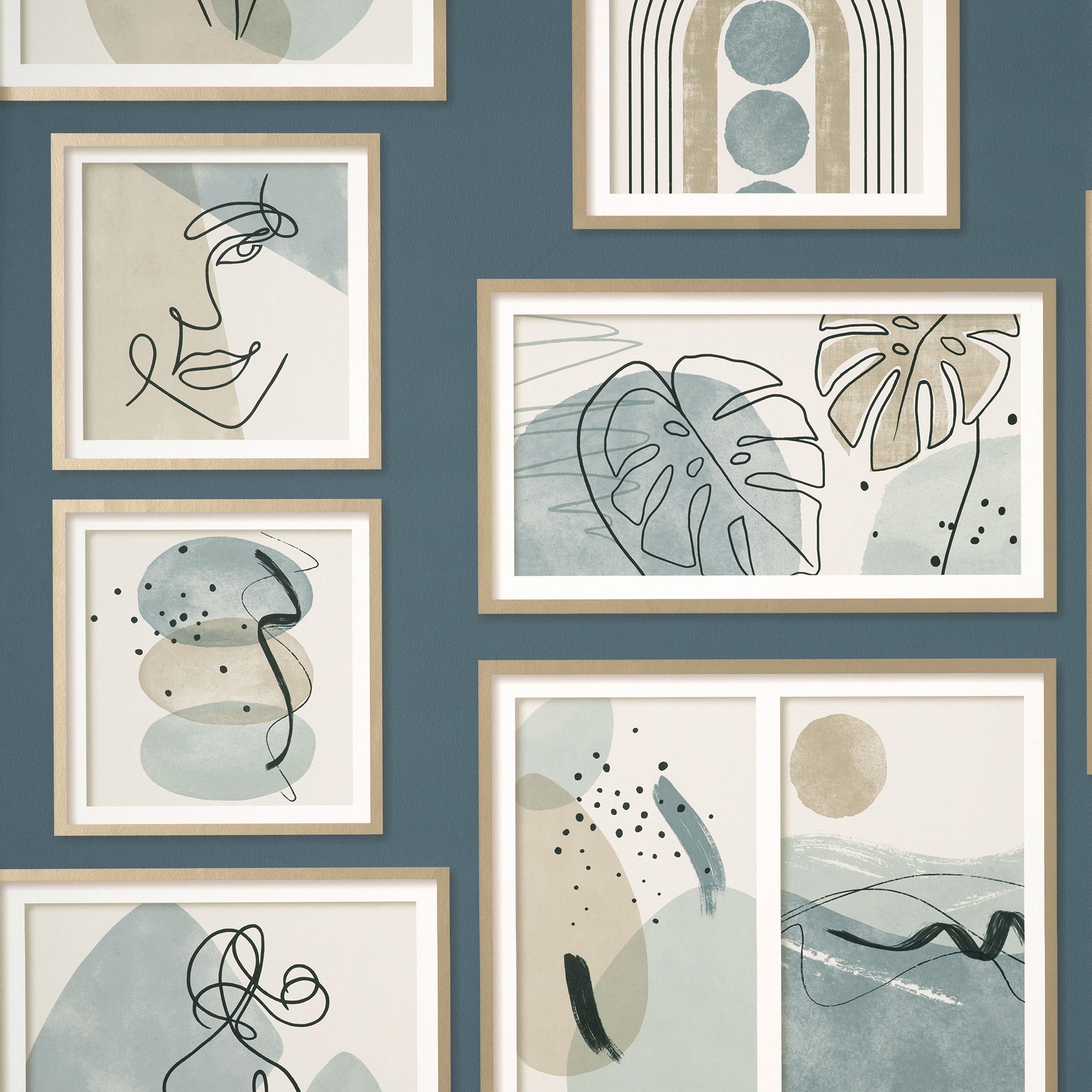 Fine Decor M1713 Medley 56.4-Sq. Feet Blue Paper Abstract Unpasted Wallpaper