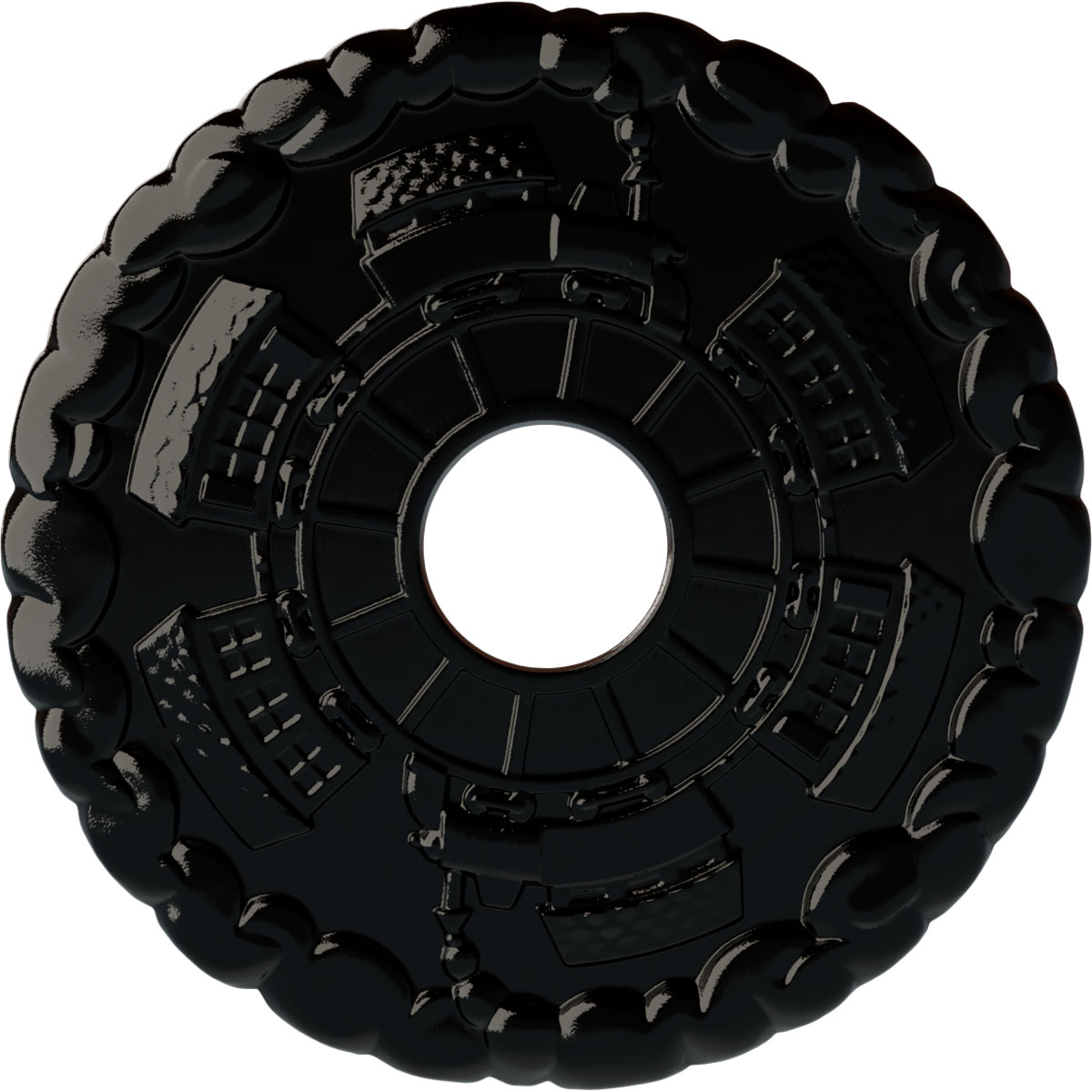 Ekena Millwork CM18KDBPS Kendall Train Station 18.5-in W x 18.5-in L Painted Black Pearl Polyurethane Whole Ceiling Medallion