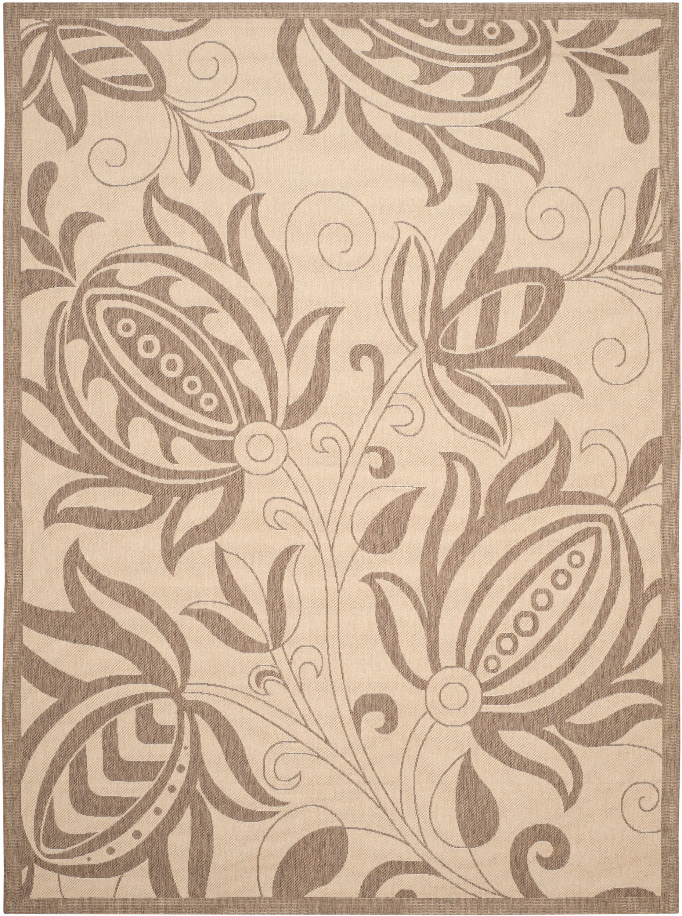 Safavieh CY2961-3001-8 Courtyard Blossums 8 x 11 (ft) Loomed Polypropylene Natural/Brown Rectangular Indoor/Outdoor Floral/Botanical Coastal Area rug
