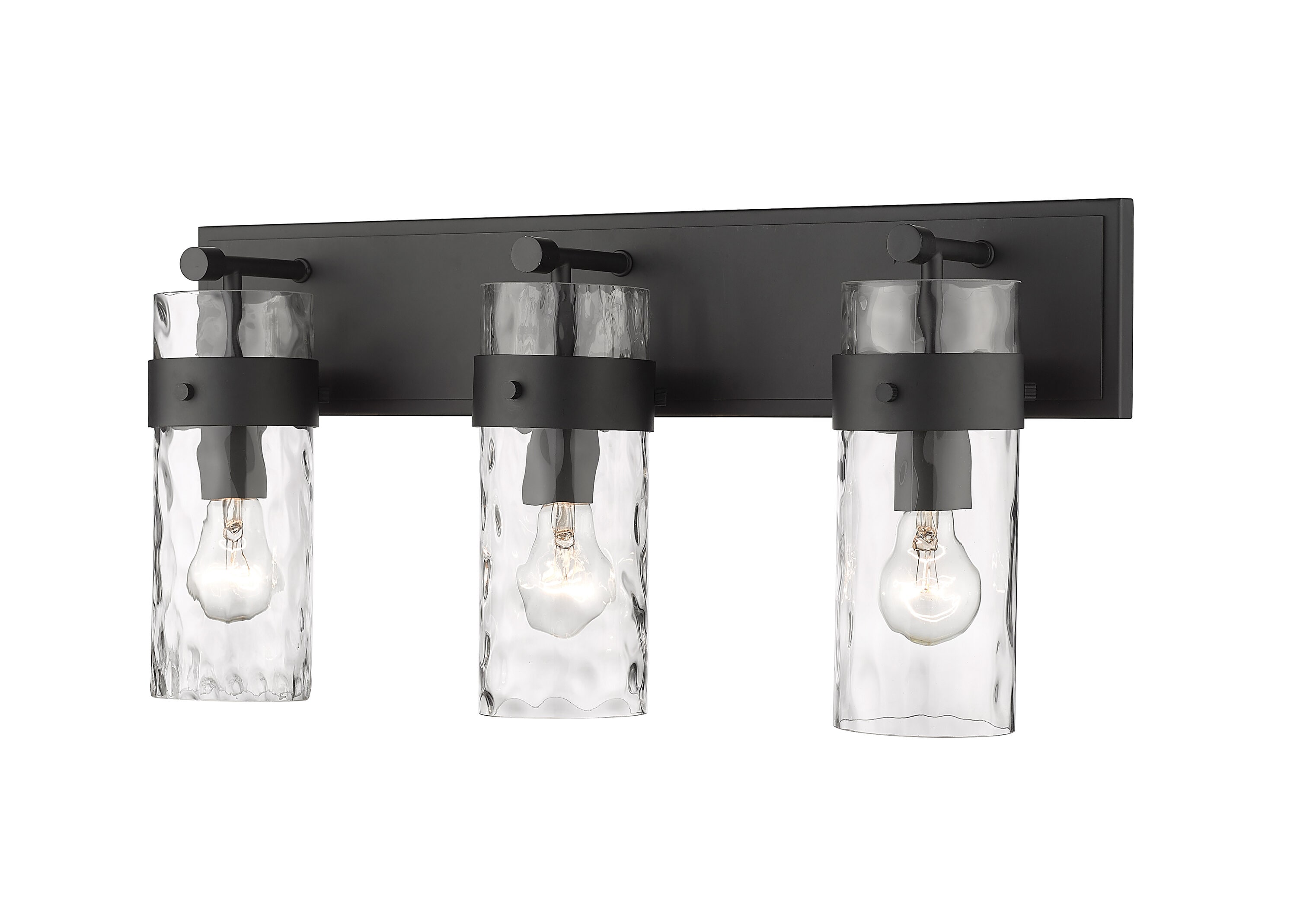 Z-Lite 3035-3V-MB Fontaine 24-in 3-Light Matte Black Transitional Vanity Light