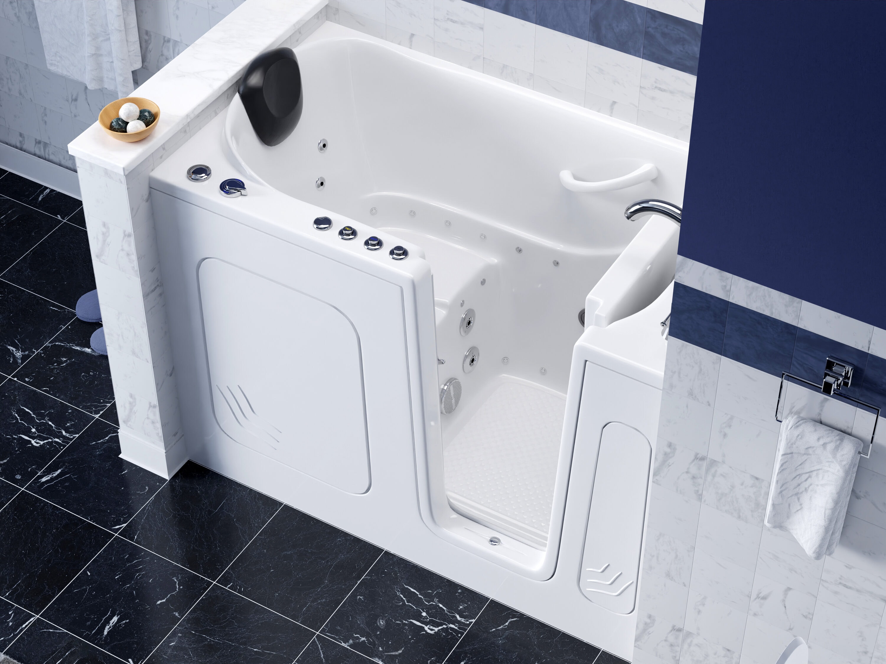 Endurance LS3054RWD 29.75-in x 53.5-in White Acrylic Rectangular Walk-in Whirlpool and air bath combination tub with Faucet Hand Shower with Drain ( Right Drain )