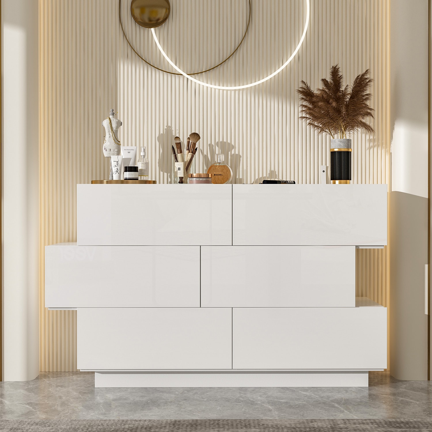 FUFU&GAGA RA0075-02 White 9 -Drawer Standard dresser