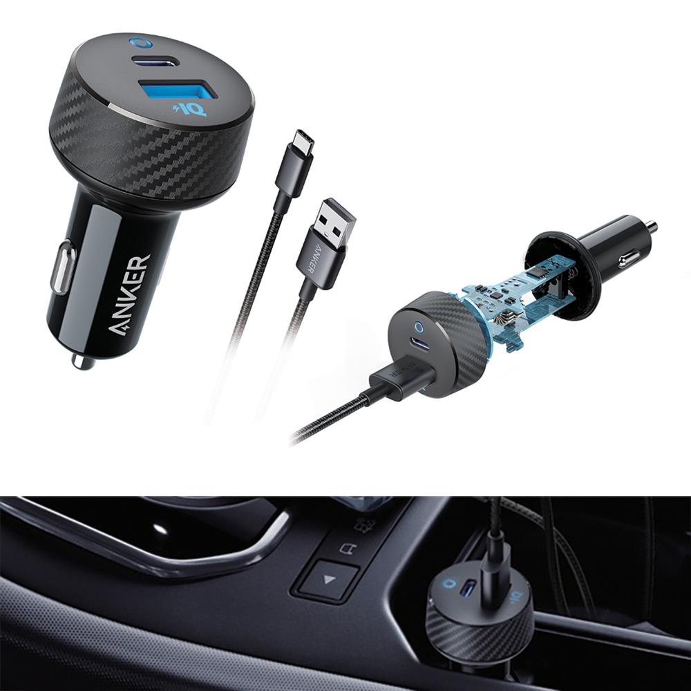 Anker Powerdrive C 2 Black Car Charger - USB-C & USB-A Ports, Dual-Device Charging, 15W USB-C Charging, 12W USB-A Charging | B2722HF3-1