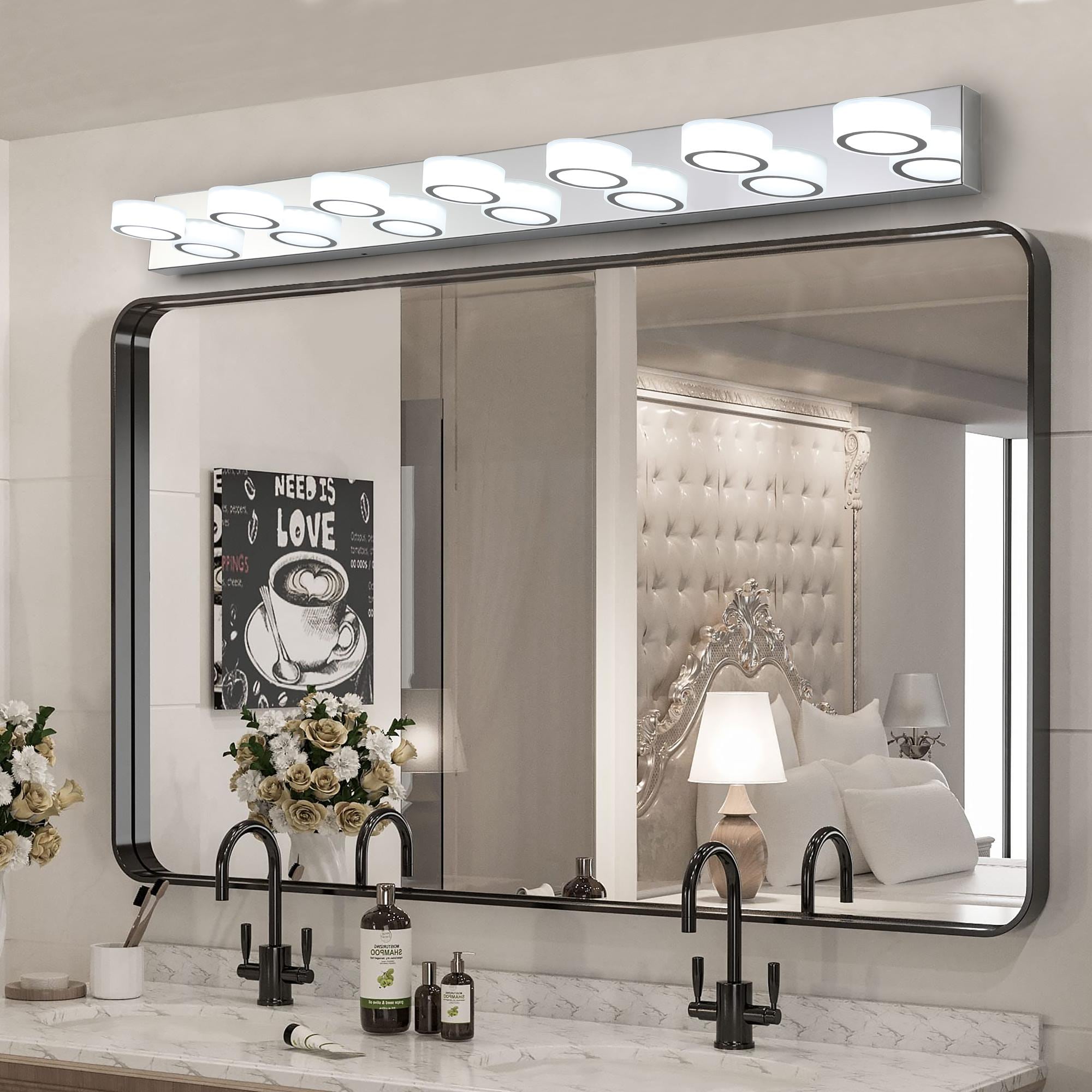 Bayfeve BFLCM-6817-LT Rotatable LED Vanity Light 52.2-in 7 -Light Gloss Chrome Integrated LED Modern/contemporary Vanity light
