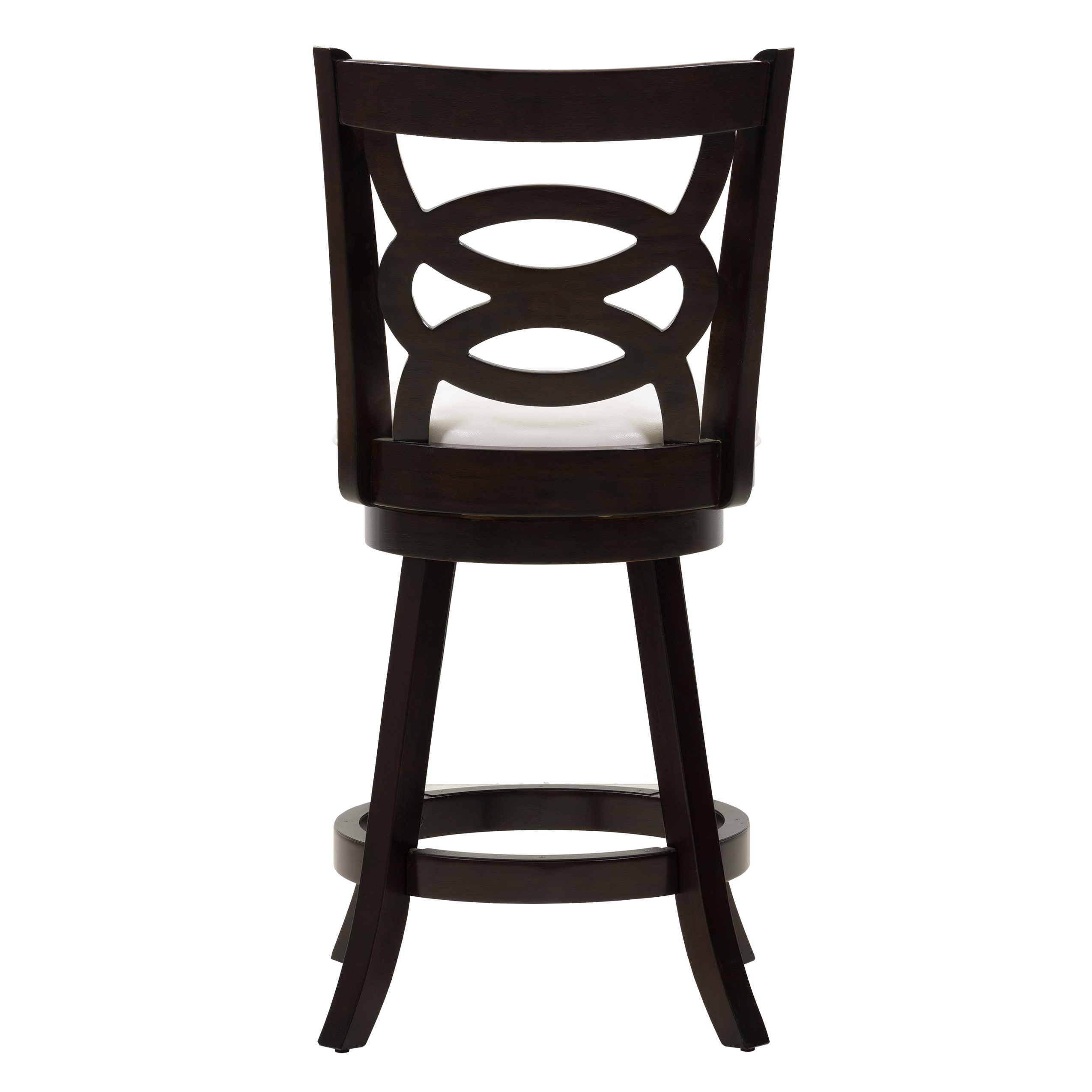 Elegant Woodgrove High Back Swivel Barstool Set, Cappuccino and White