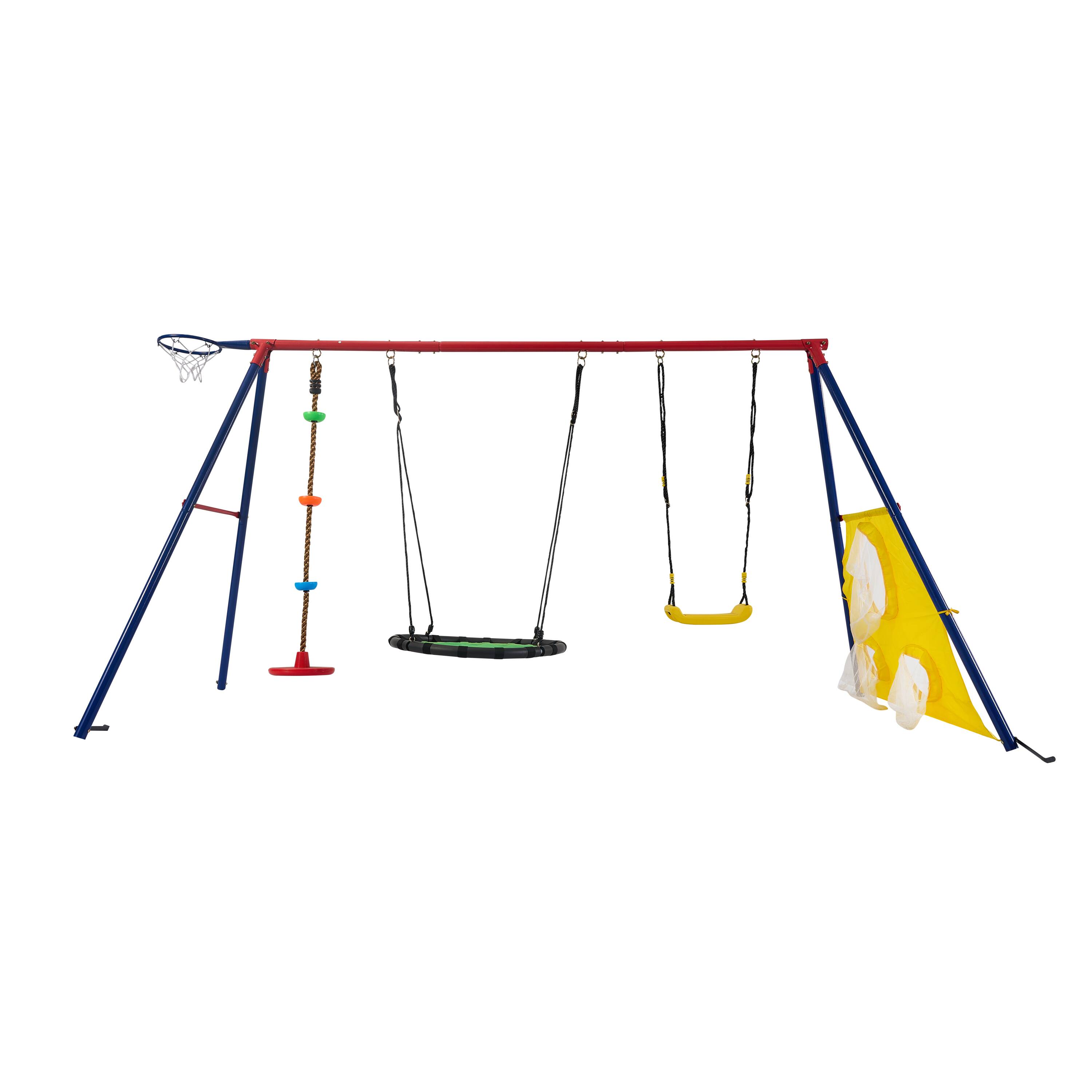 Runesay SS-7 Swing Sets Blue and Green Metal Rope Swing