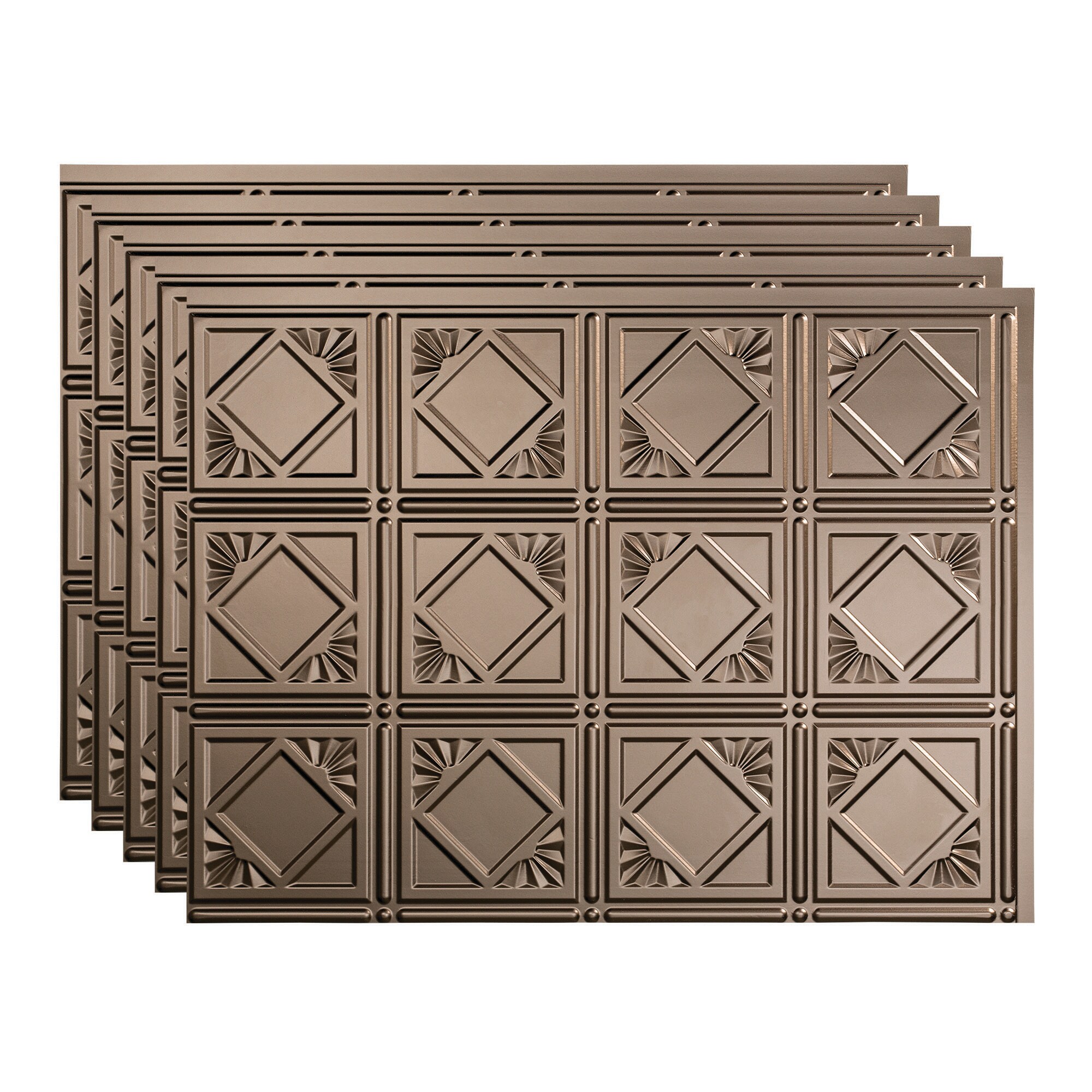Fasade PB5128 Traditional 4 18.25-in x 24.25-in Vinyl Argent Bronze Backsplash Panels 5.0 -Pack