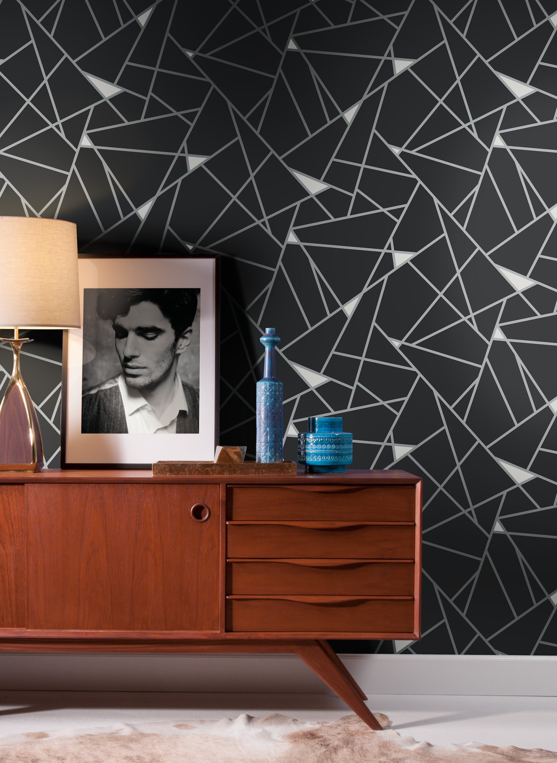 York Wallcoverings BW3985 Black and White Resource Library 60.8-Sq. Feet Black Non-woven Geometric Prepasted Water Activated Paste Wallpaper