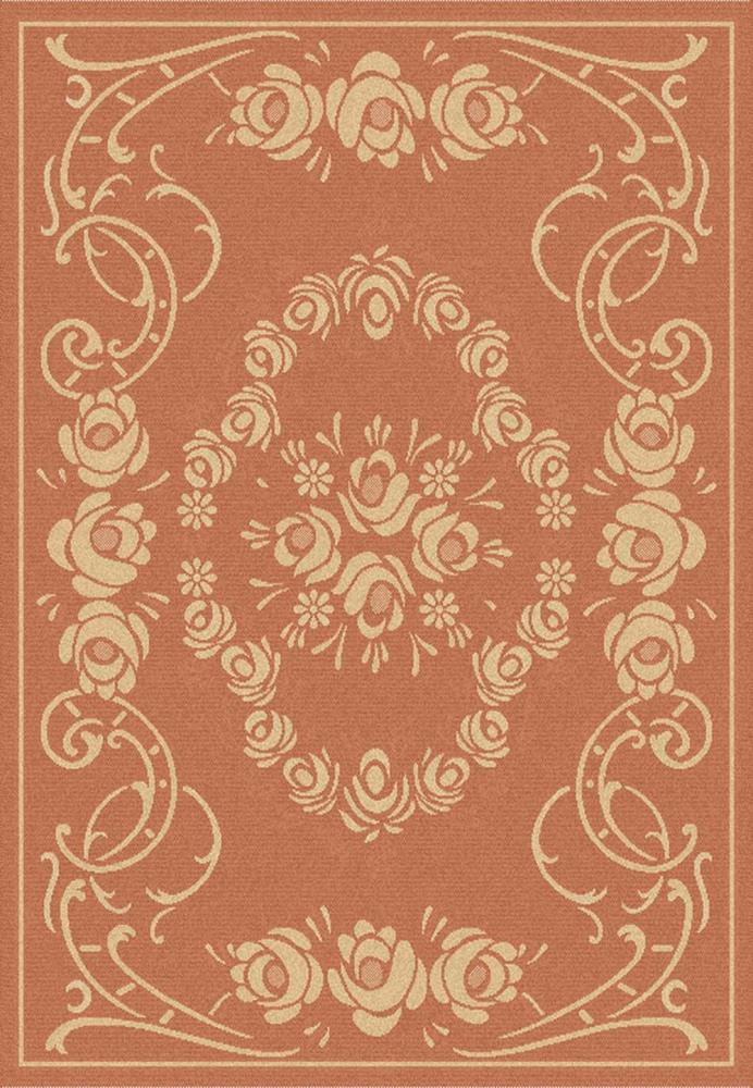 Safavieh CY1893-3202-6 Courtyard Orleans 7 x 10 (ft) Loomed Polypropylene Terracotta/Natural Rectangular Indoor/Outdoor Floral/Botanical Coastal Area rug