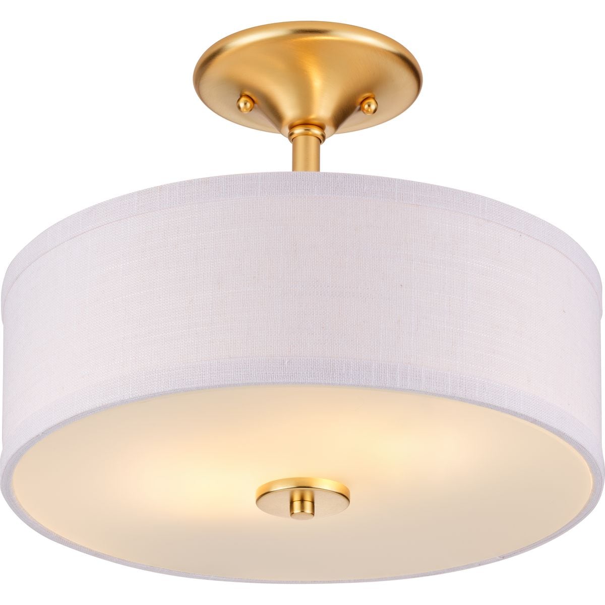 Satin Brass Semi-Flush Mount with Linen Shade