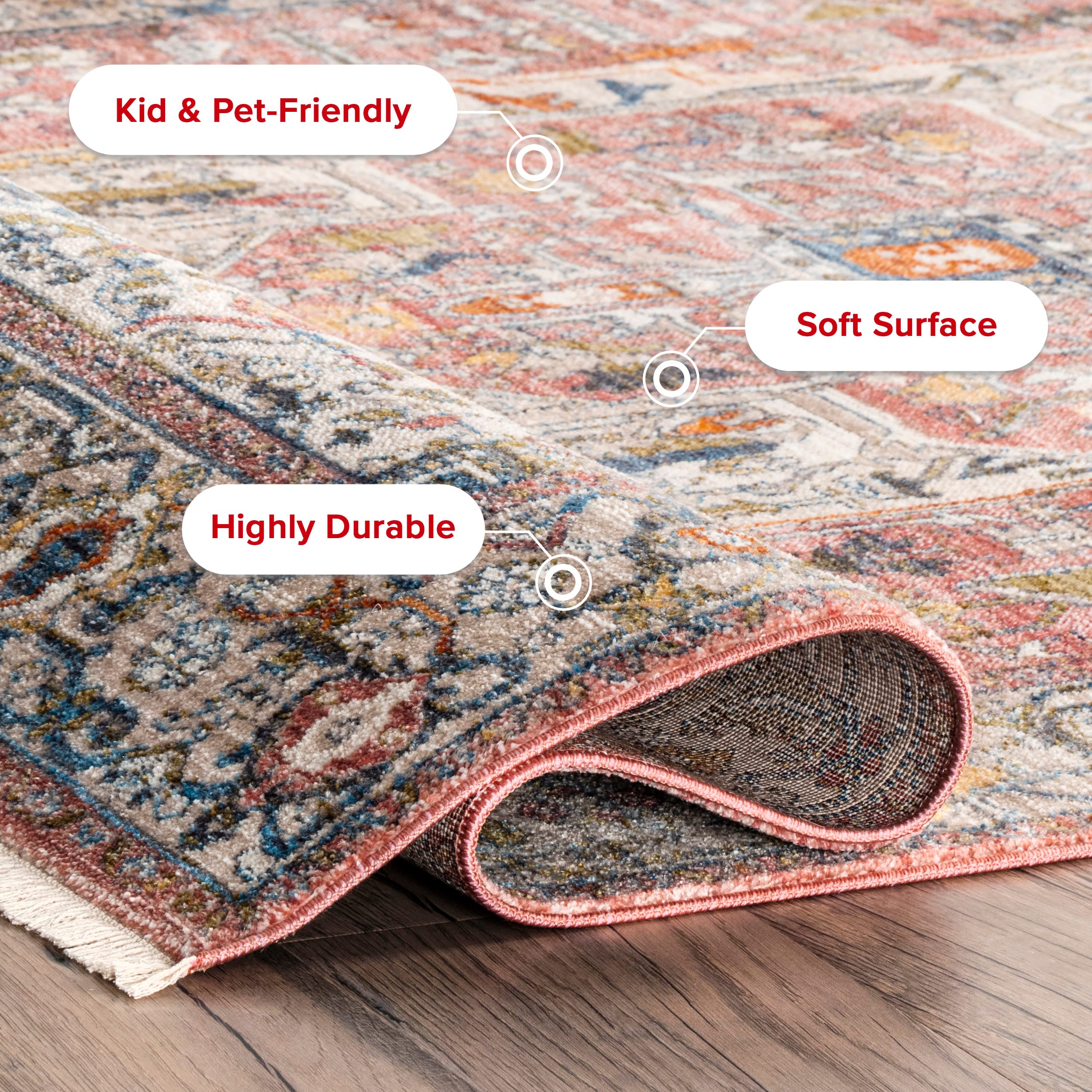 Harriet 2' x 3' Orange Synthetic Medallion Fringe Rug