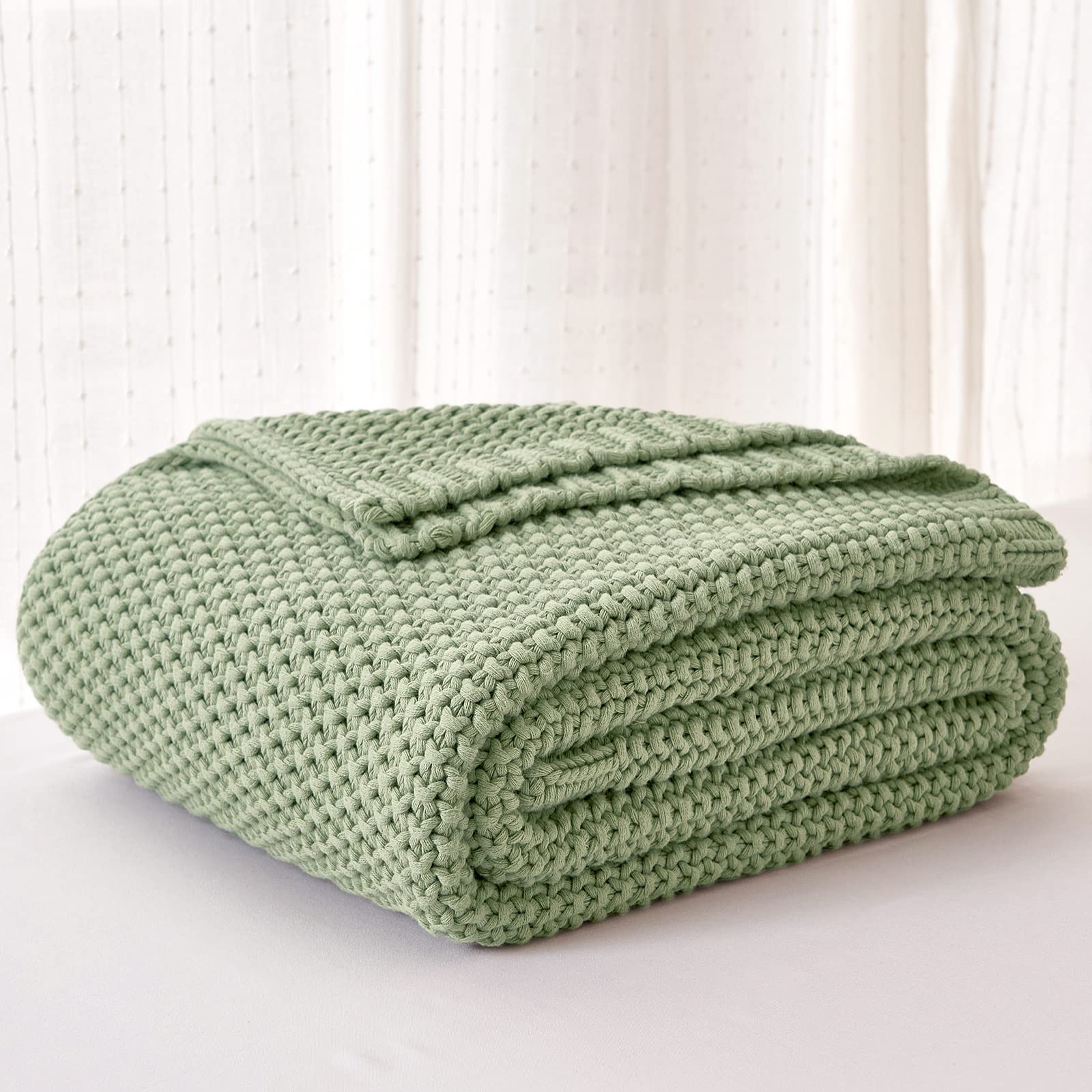 PUPWE Chunky Cable Knit Throw Blanket - Lightweight, Cozy, Versatile Home Decor, Machine Washable