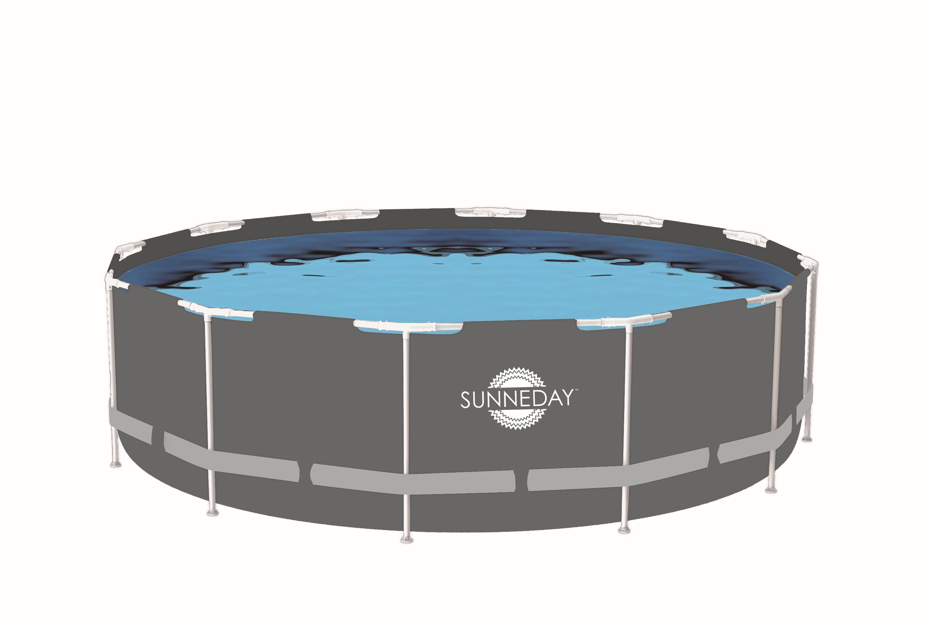 Sunneday 60015-W Oasis 15-ft x 15-ft x 48-in Metal frame Round Above-Ground Pool with Filter Pump with Pool Cover with Ladder