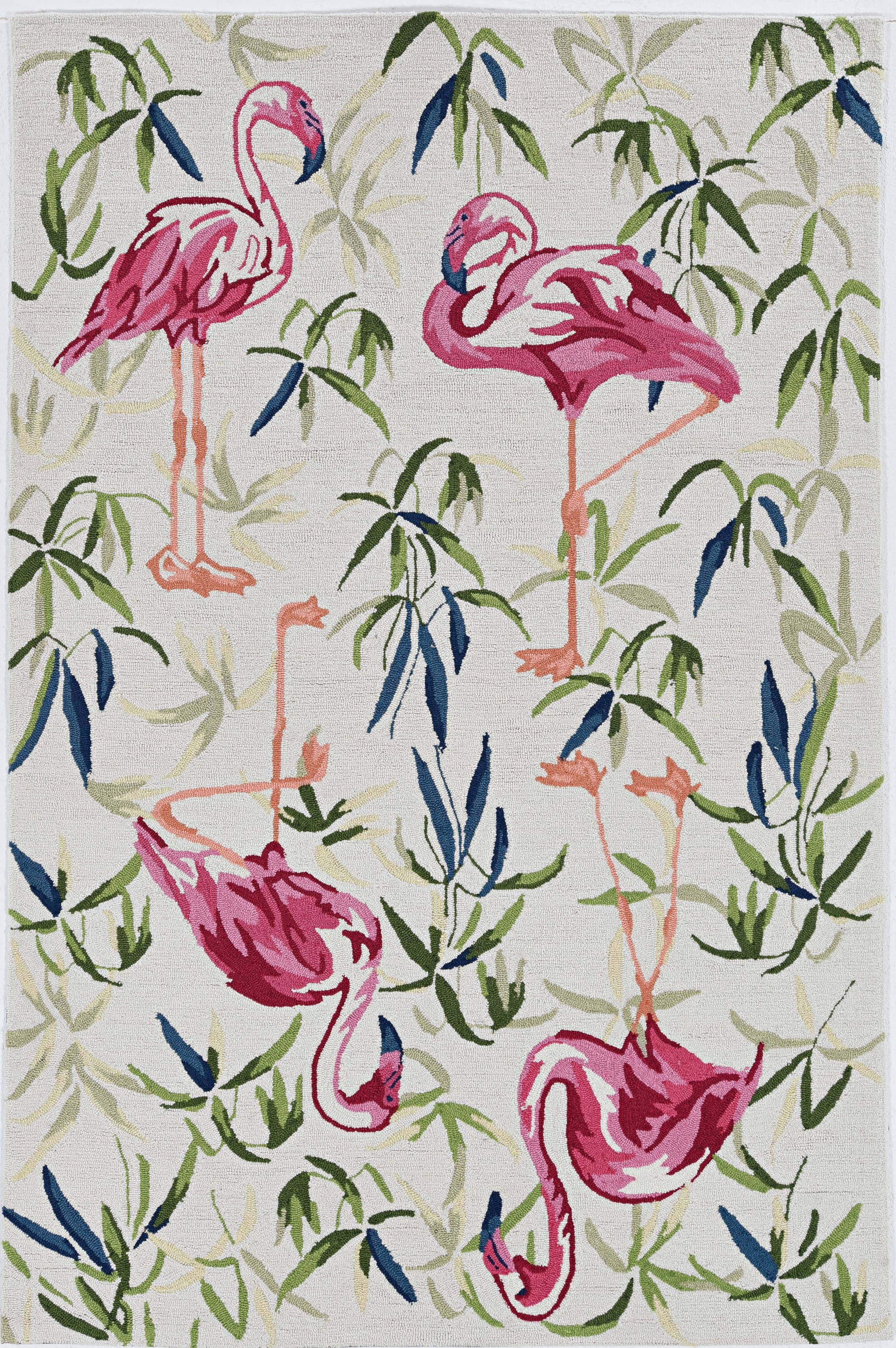 Everyday Woven EVE20072X76RU 2 x 7 (ft) Hooked Polyester Ivory/Pink Rectangular Indoor Animal print Tropical Runner rug