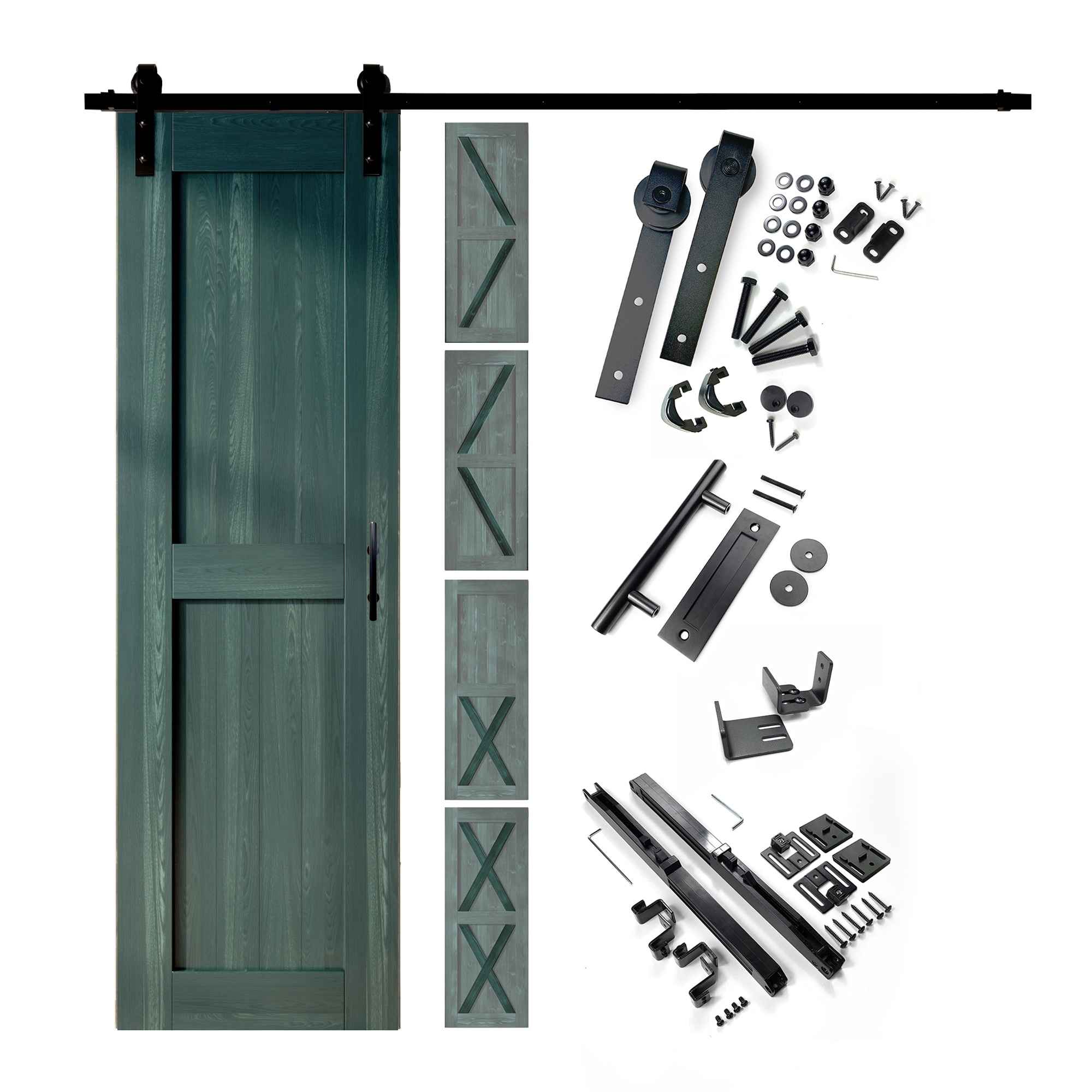 HOMACER YT1TGH048C-2080F-RP 20-in x 80-in Royal Pine Pine Wood Solid core Single Barn Door (Hardware Included)