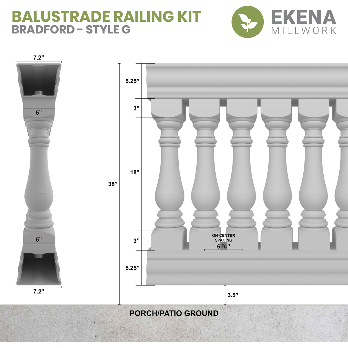 Ekena Millwork BALK38X024BRG railings - View #2