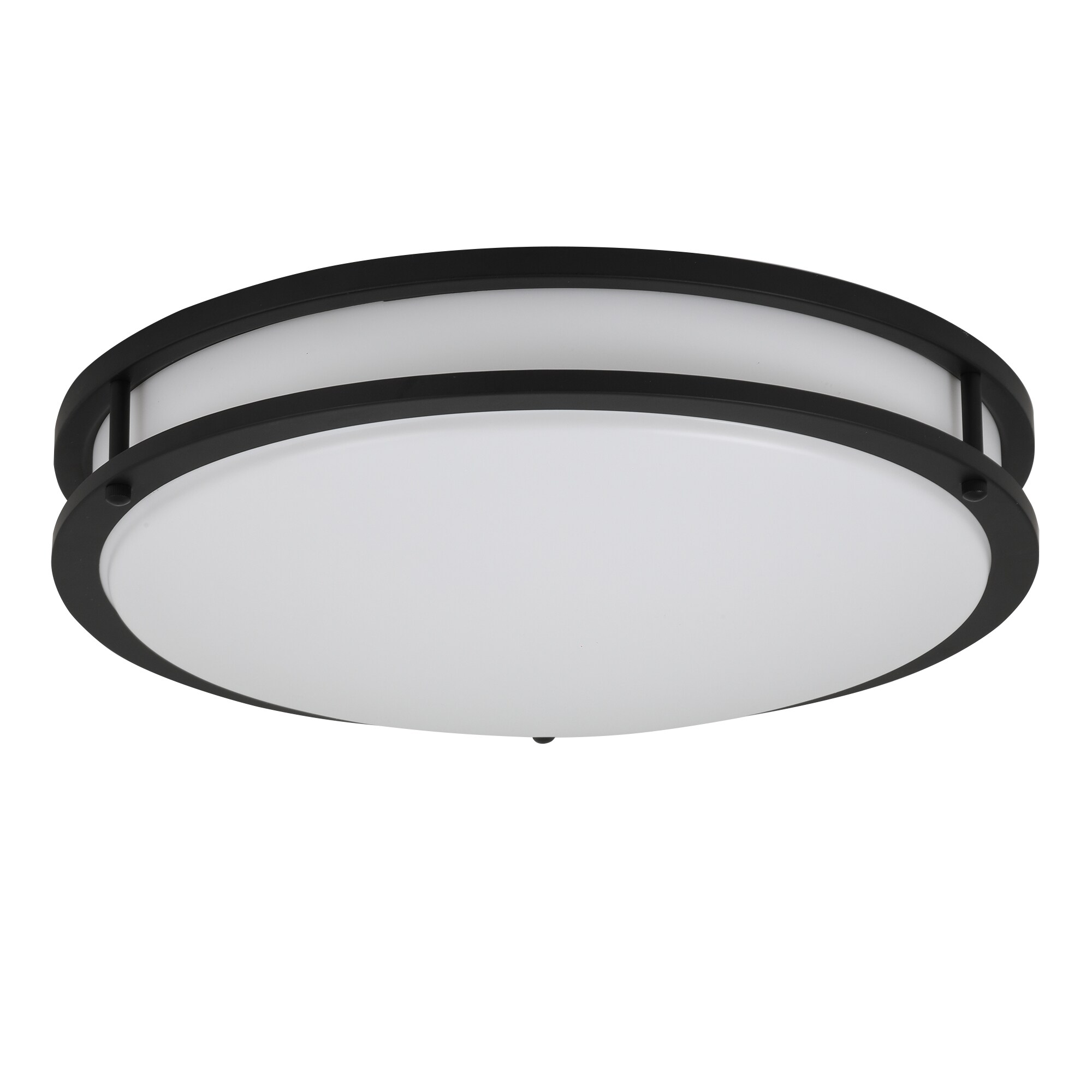 Matte Black 16" LED Flush Mount Ceiling Light with White Shade