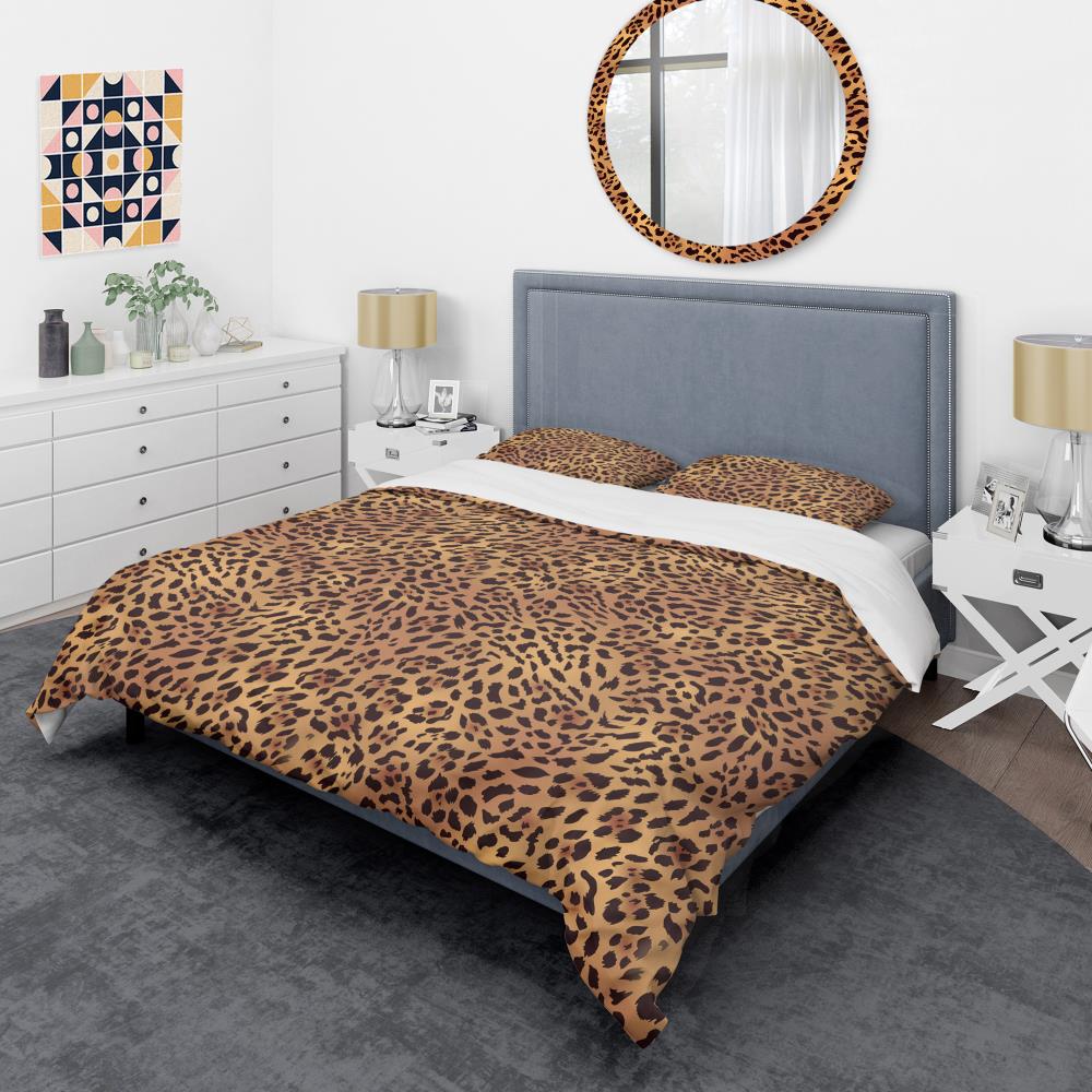 Twin Leopard Print Microfiber Polyester Duvet Cover Set