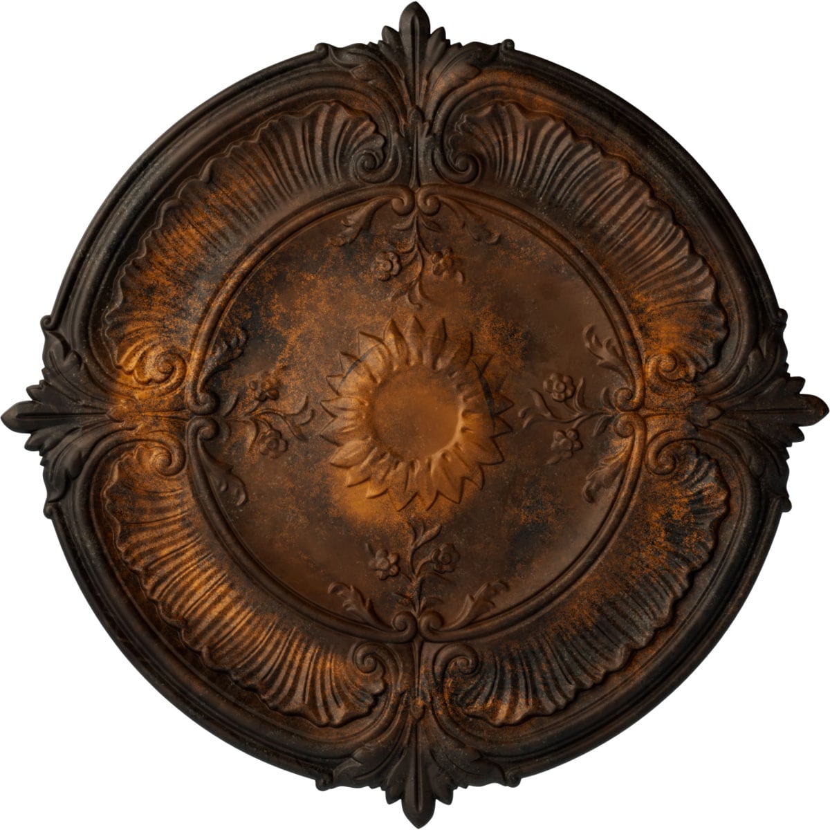 Ekena Millwork CM30ATRUS Attica Acanthus Leaf 30.125-in W x 30.125-in L Painted Rust Polyurethane Whole Ceiling Medallion