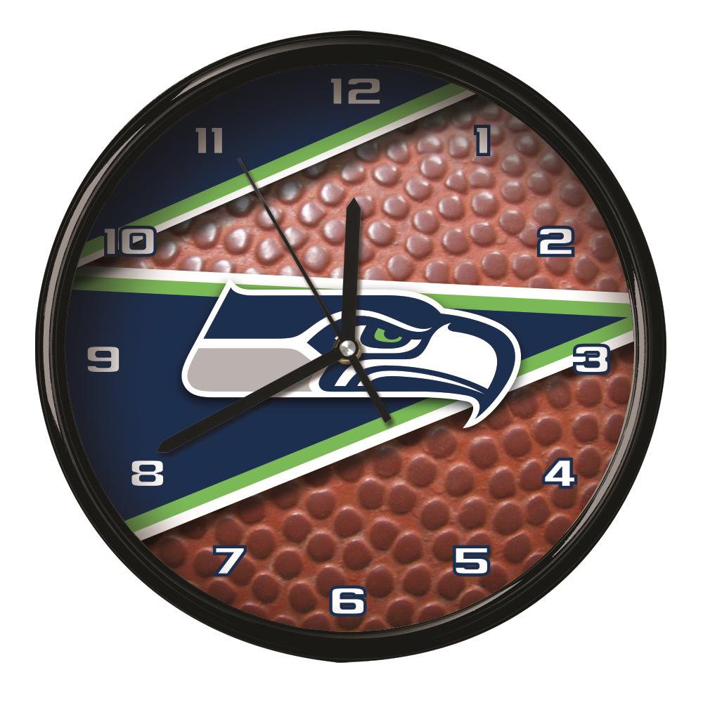 Seattle Seahawks Wall Clock, Sterling & Noble Clock Company 10'' Black Gray