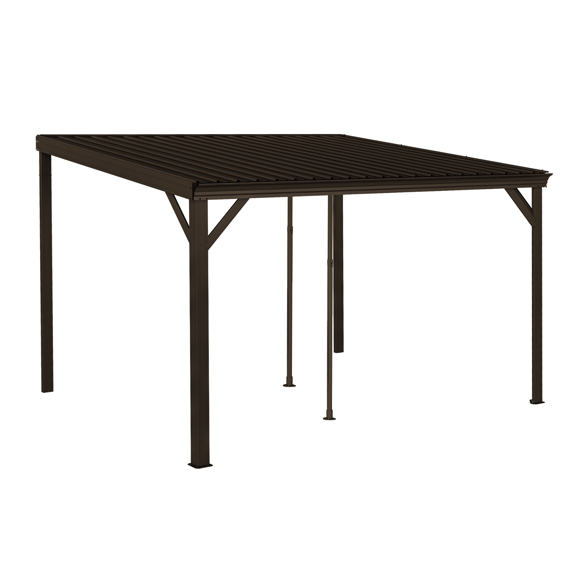 Boho Havens - 10 x 12 Foot Lean To Gazebo / Outdoor Hardtop Wall Mounted Gazebo / Sloping Galvani...