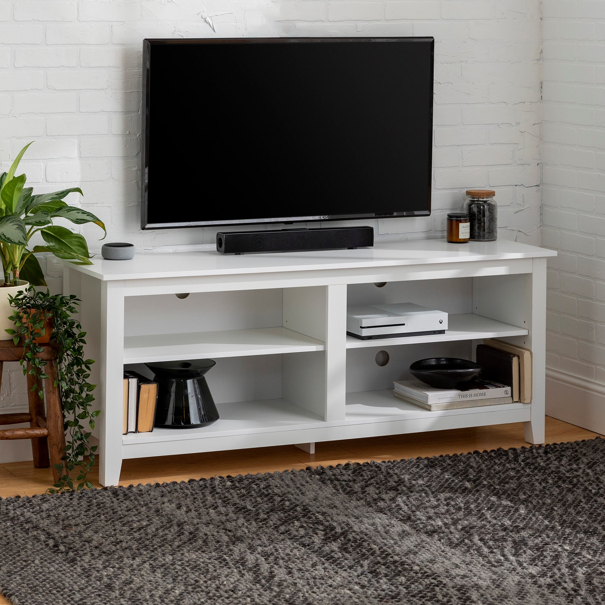 Walker Edison LW58CSPWH Transitional White TV stand ( Accommodates TVs up to 60-in )