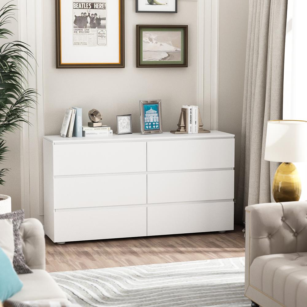 6-Tier Slim Bathroom Storage Cabinet Plastic Freestanding with Drawers in  White