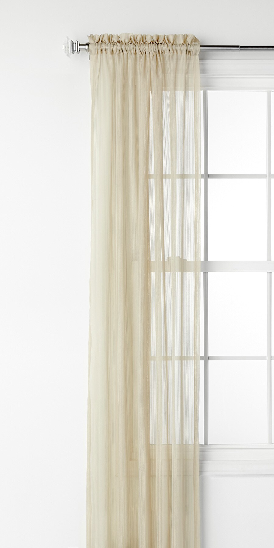 dubbel Samenpersen inval Style Selections 95-in Taupe Polyester Sheer Rod Pocket Single Curtain  Panel in the Curtains & Drapes department at Lowes.com