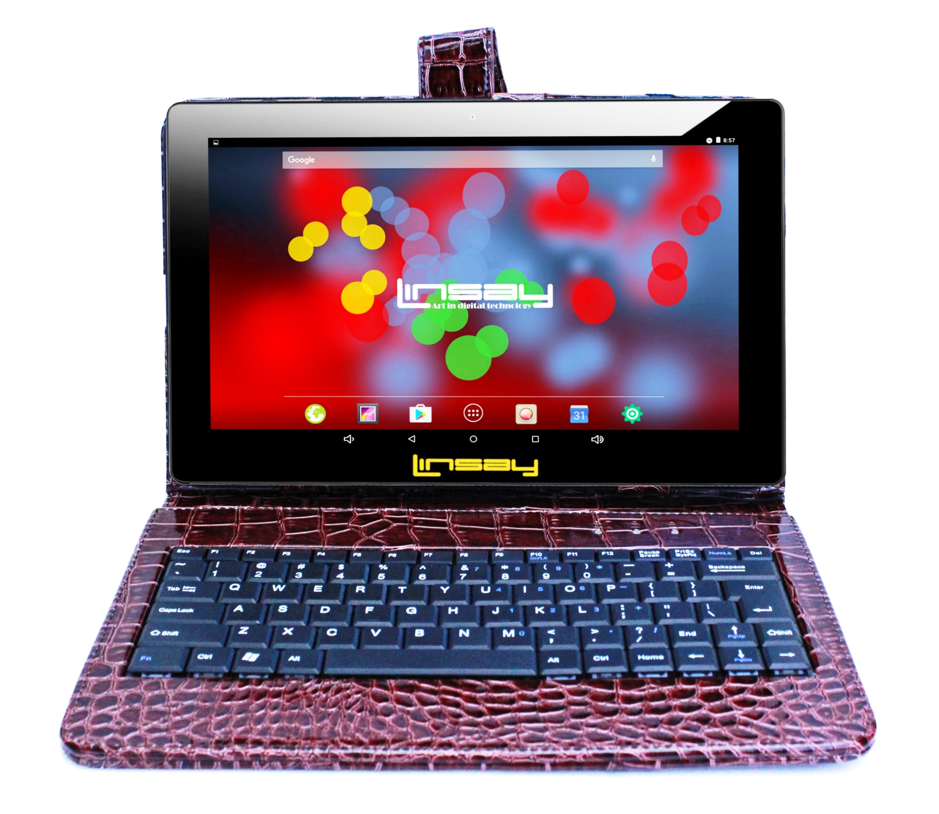 LINSAY F10XHDBKCOBROWN 10.1-in 32 GB Android 11 Bluetooth, Wi-fi Tablet with Case Included
