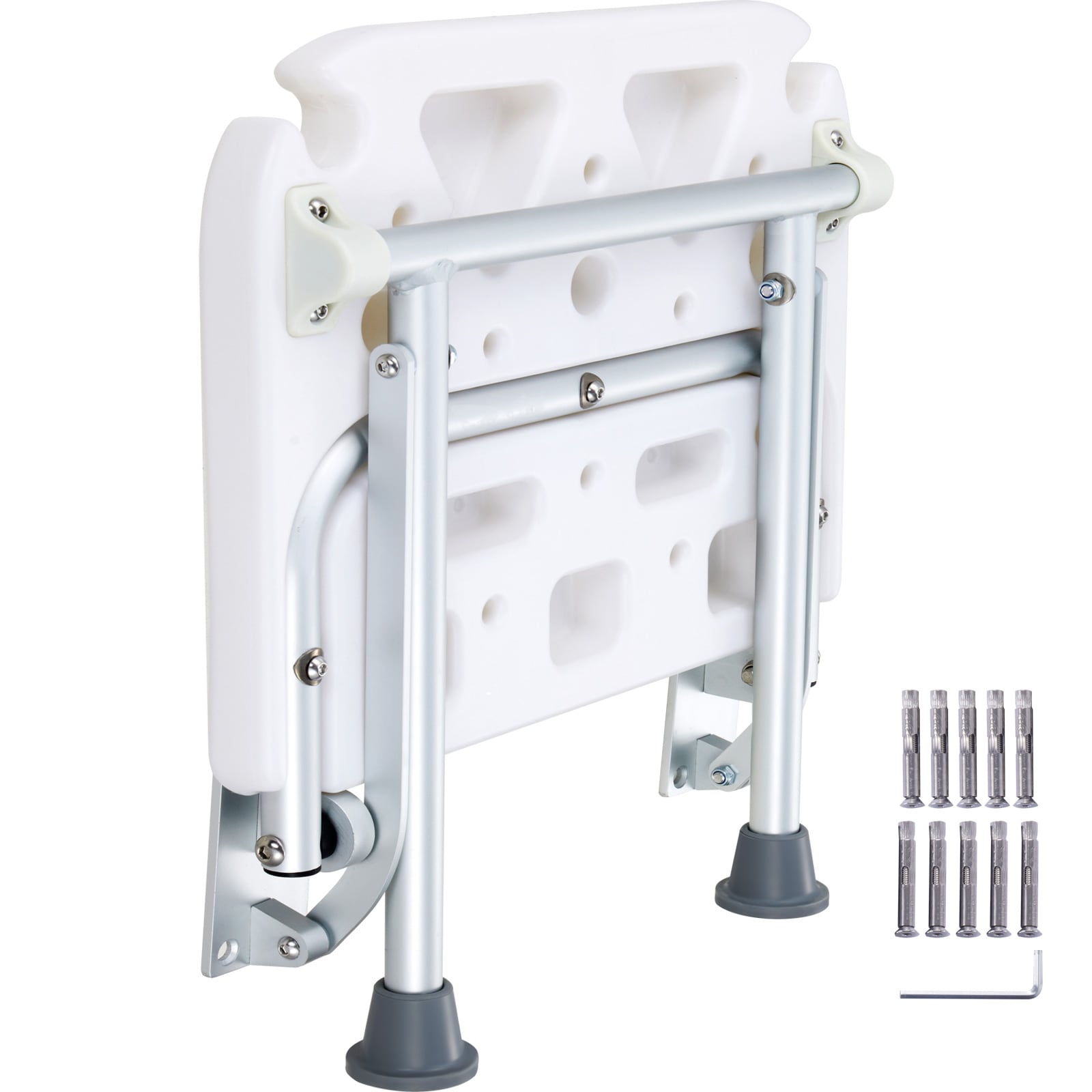 GIVIMO 500-lb Folding PE Shower Seat 15.7-in by 14.8-in Wall-Mounted Fold-Up Bench for Seniors and Pregnant Women Bath Use #LW038GIVSS392