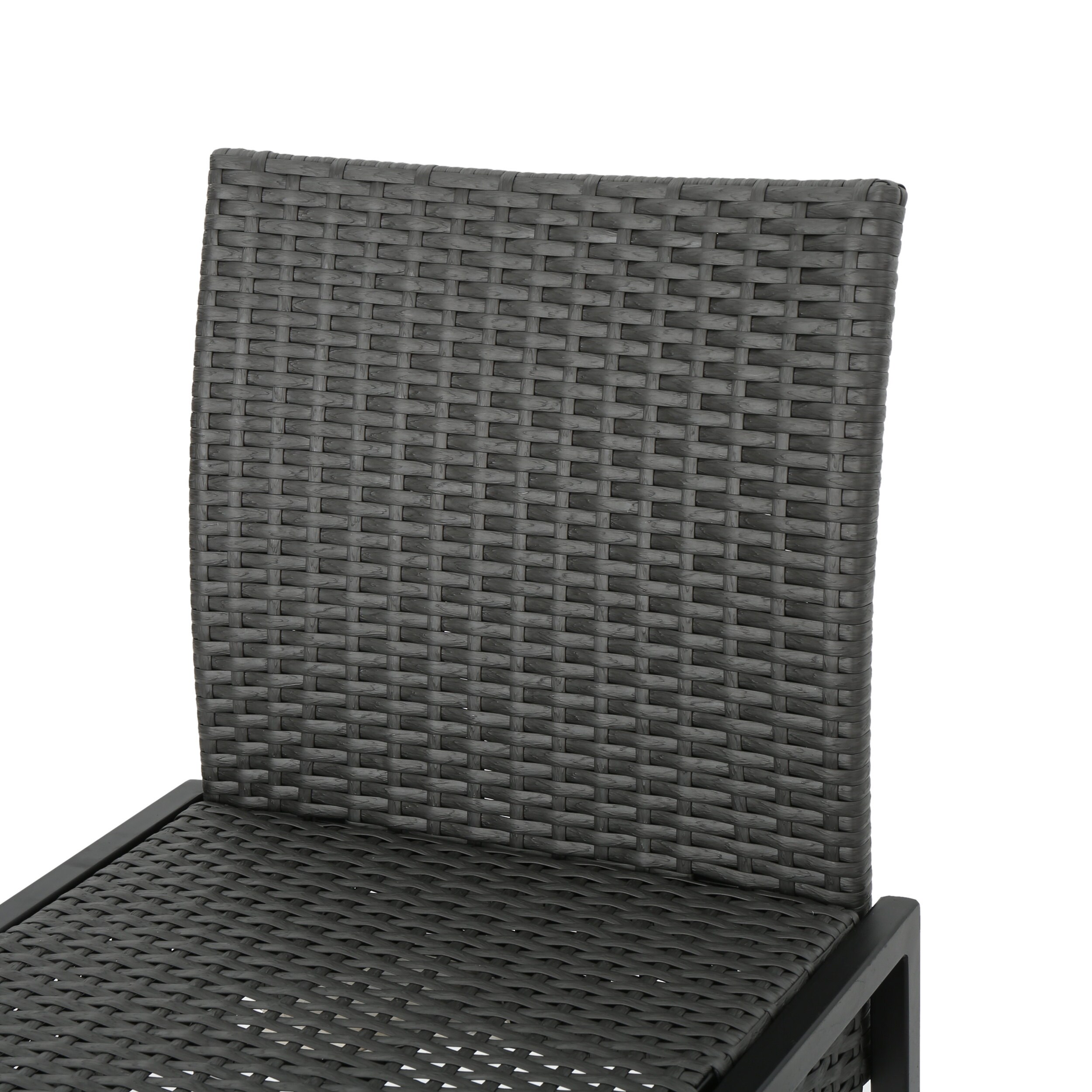 Gray Wicker and Iron Outdoor Barstools Set of 2