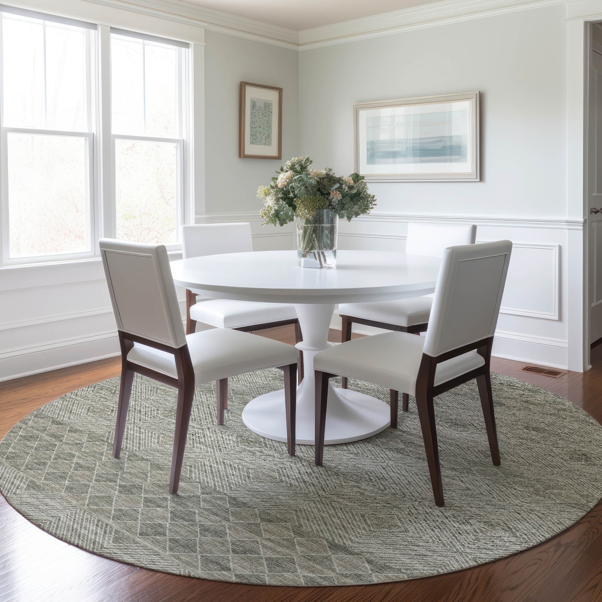 Addison Rugs AMF107TA8RO Mayfield AMF107TA 8 x 8 (ft) Loomed Polyester Taupe Round Indoor Abstract Machine washable Area rug