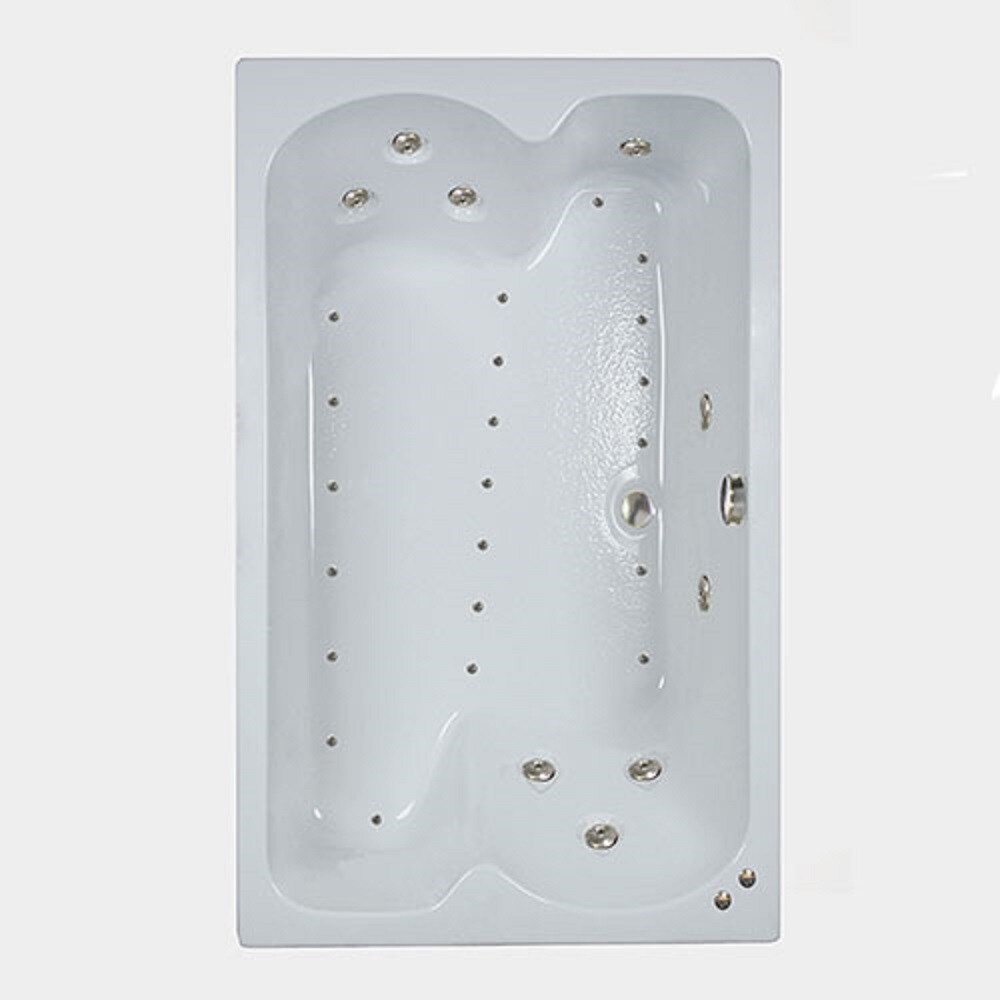 Designer 42.75-in x 59.75-in White Acrylic Drop-In Whirlpool and Air Bath Combination Tub (Center Drain) | - WaterTECH C6043 WHITE