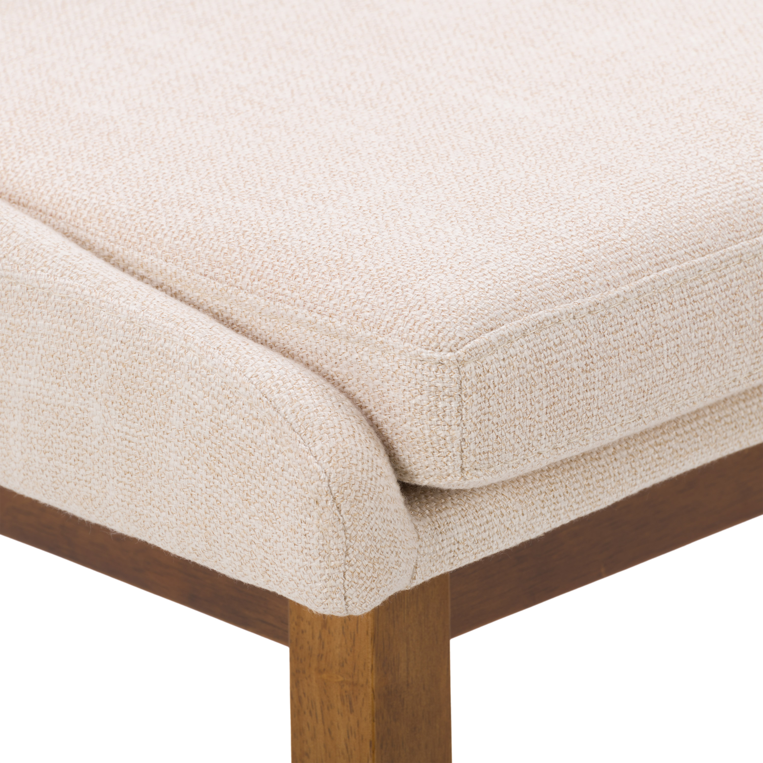 Beige Fabric Upholstered High Back Bar Stools - Set of 2