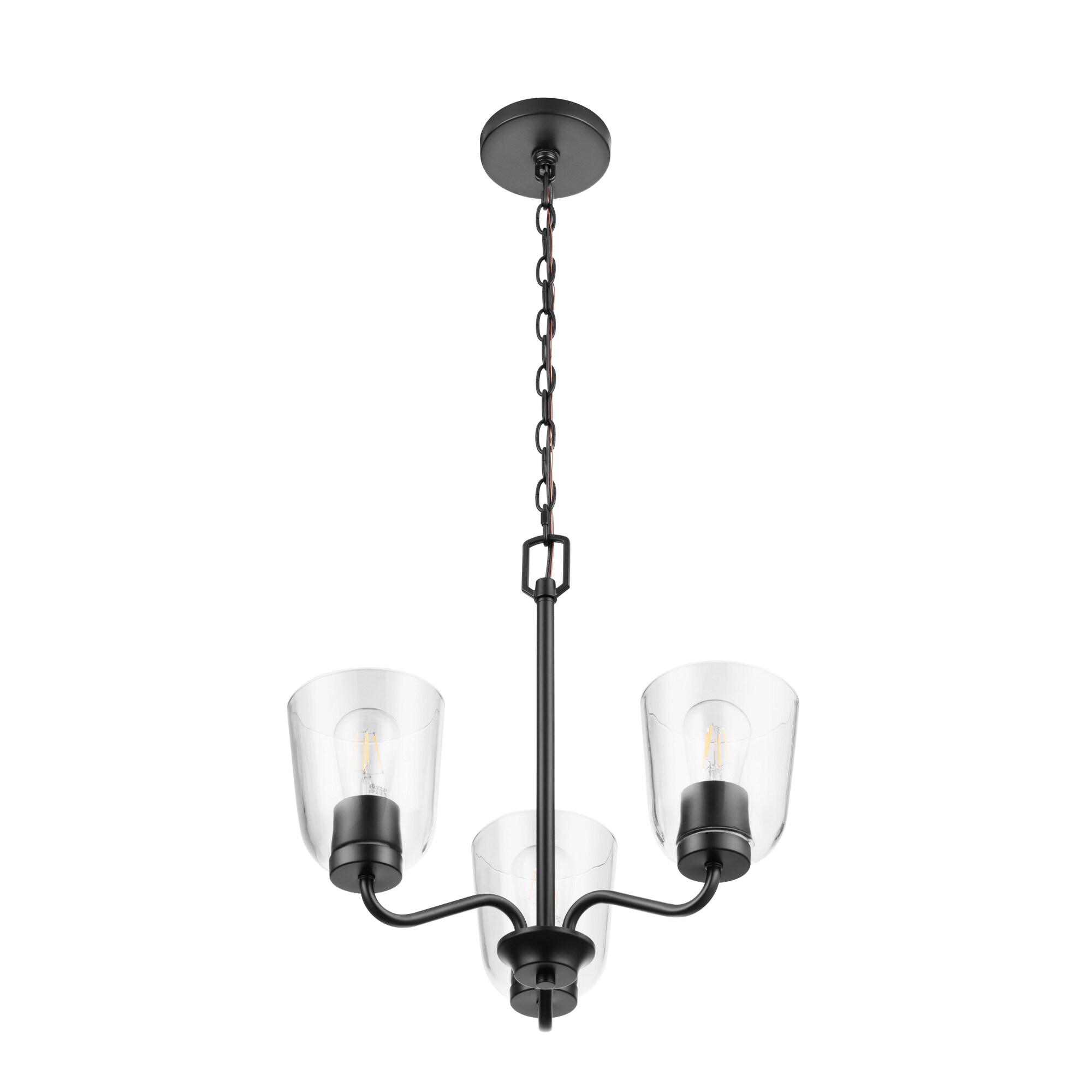 Project Source Traywick 3 -Light Matte Black Transitional For Use in Bedrooms, Dining Rooms, Foyers, Kitchens, Living Rooms Chandelier