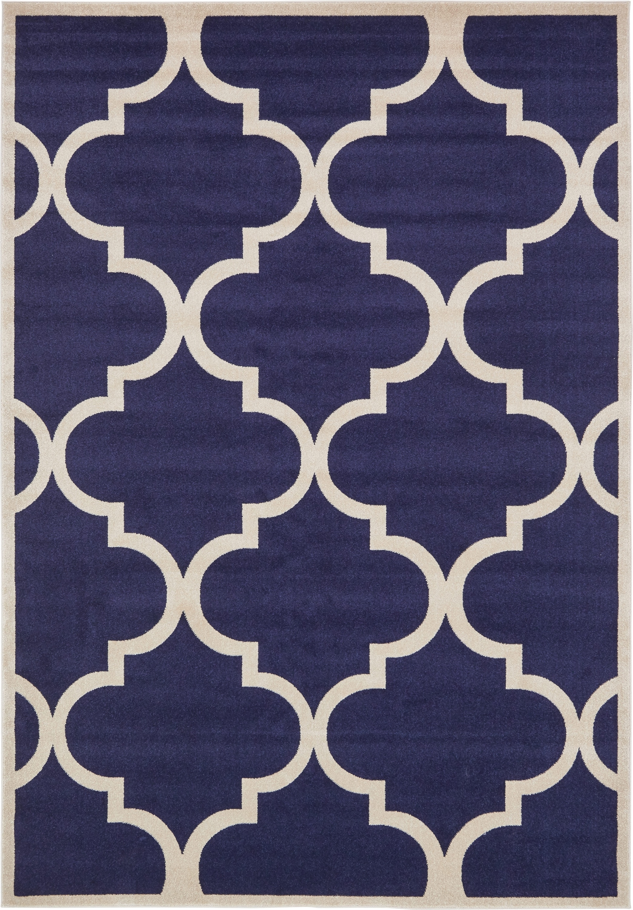 Unique Loom 3135720 Austin Trellis 8 x 11 (ft) Loomed Polypropylene Navy Blue/Beige Rectangular Indoor Geometric Industrial Area rug